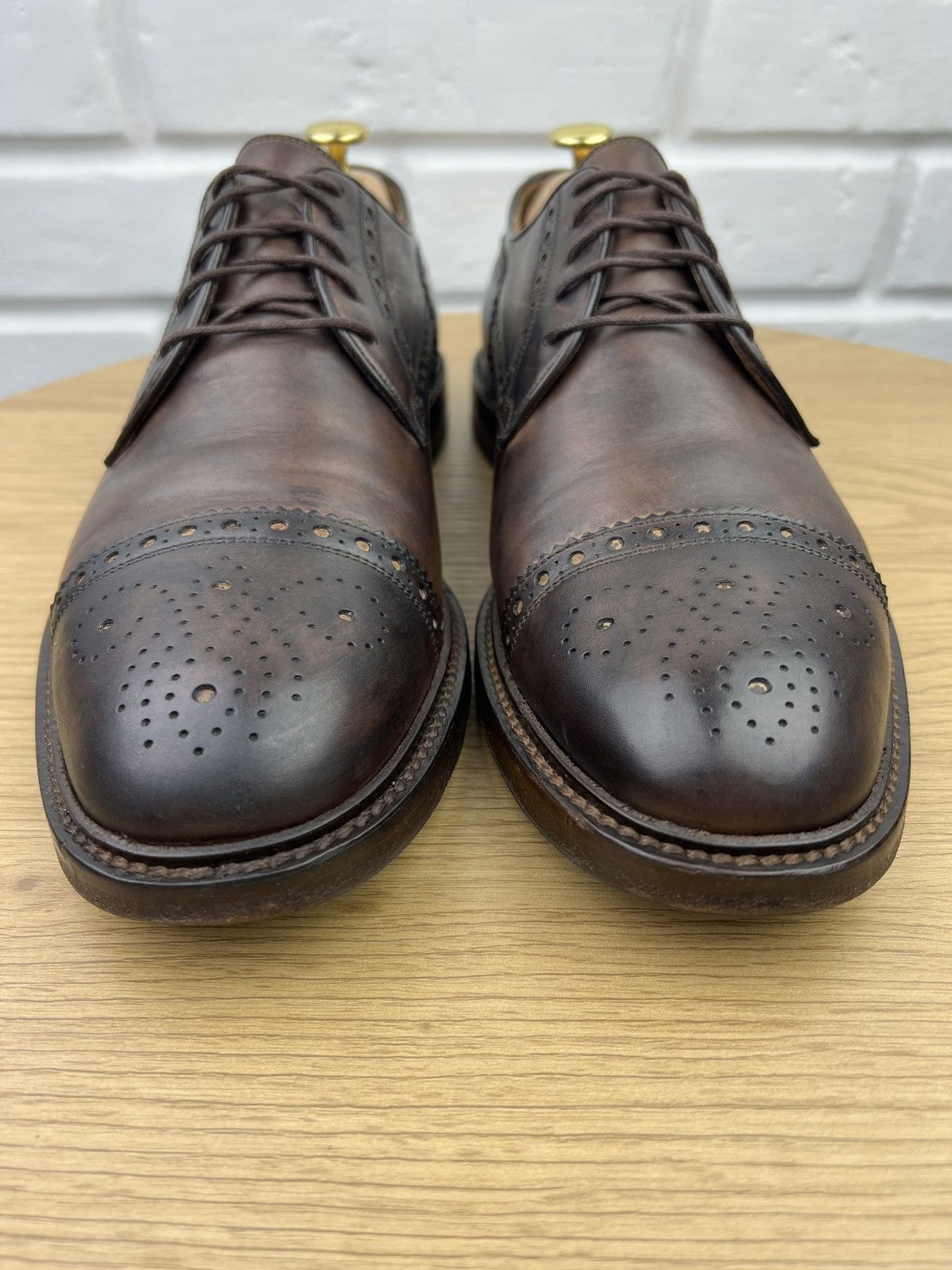 Gucci GUCCI Derby Brogues Leather Shoes Wingtip Brown Men’s Size US 10 / EU 43 - 5 Thumbnail