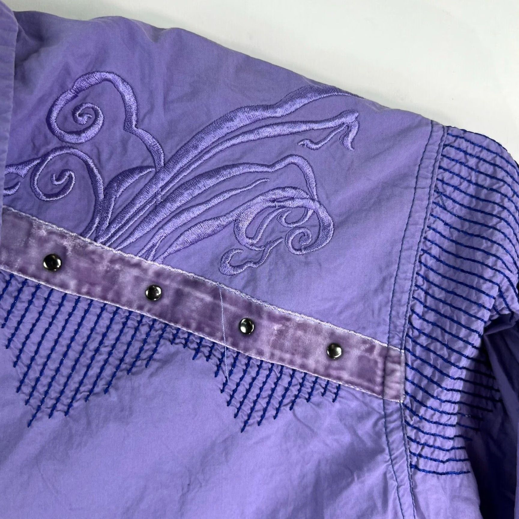 Vintage H2O Graphic Print Embroidered Button-Up Shirt Men's Size L Purple Long Sleeve Casual Size US L / EU 52-54 / 3 - 2 Thumbnail