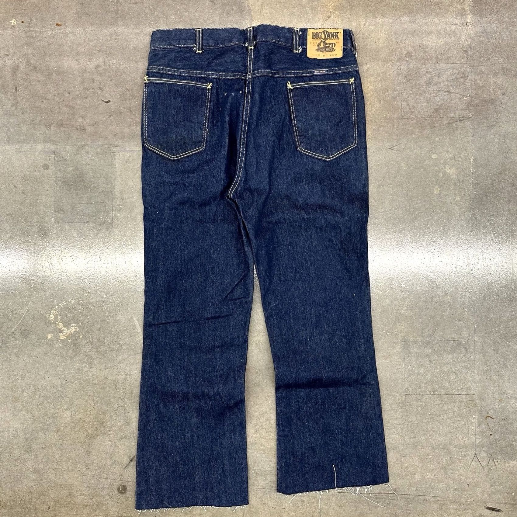 Denime VINTAGE Big Yank Jeans Denim Dark Wash Boot Cut Flare Mens 34 X 27 USA Made Union Size US 34 / EU 50 - 4 Thumbnail