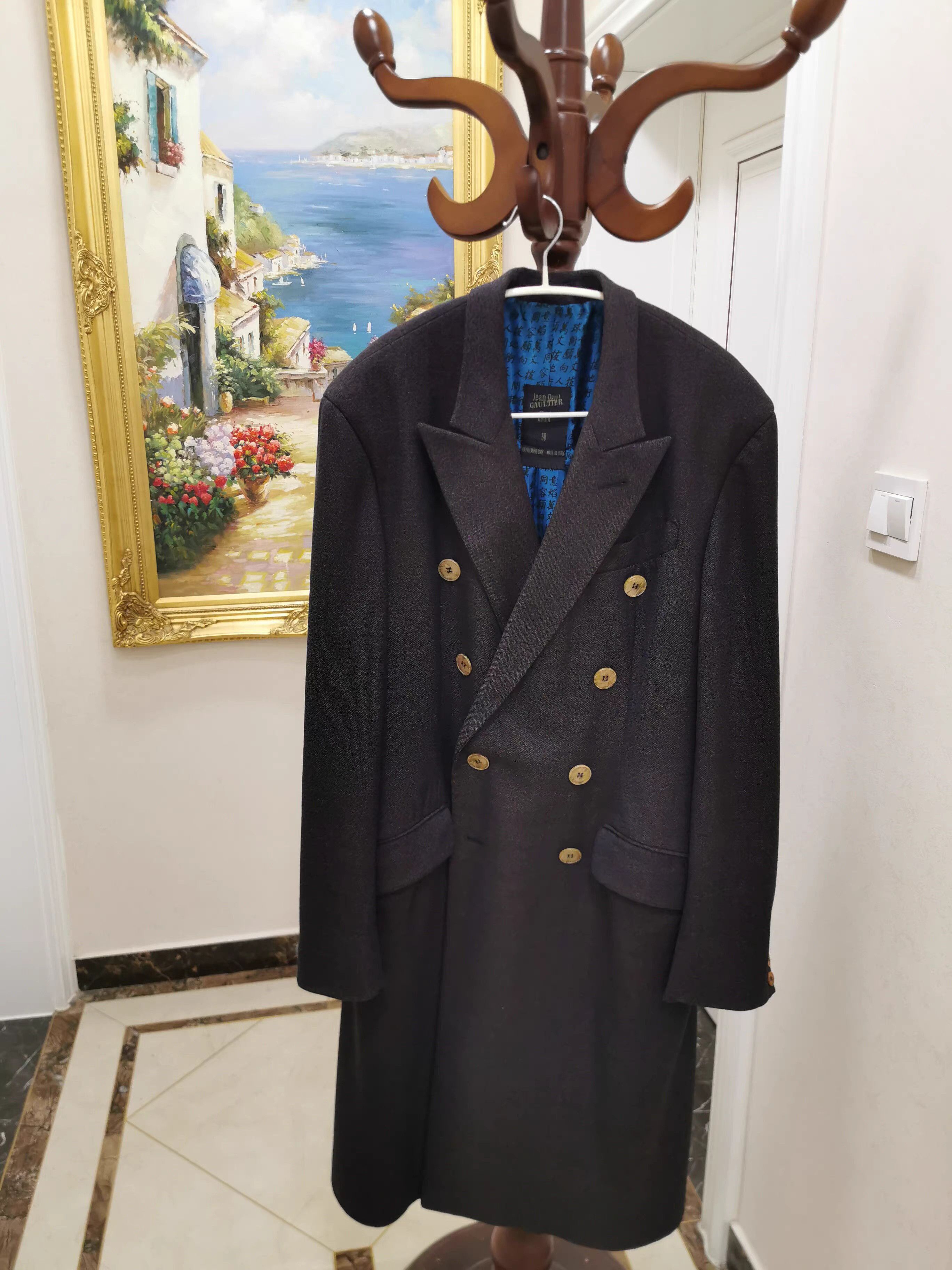 Jean Paul Gaultier Double-Breasted Long Black Coat Size US M / EU 48-50 / 2 - 1 Thumbnail
