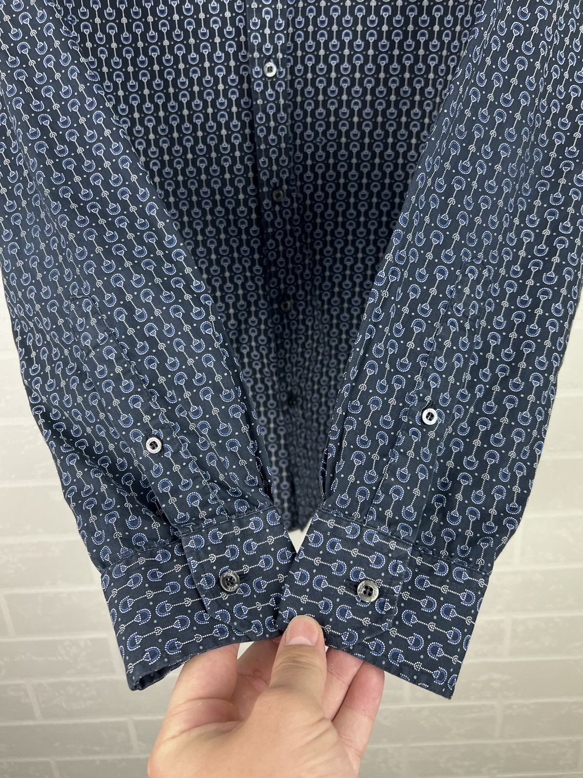 Gucci GUCCI Shirt Button Up Fitted Monogram Printed Horsebit Men's Size US S / EU 44-46 / 1 - 13 Thumbnail