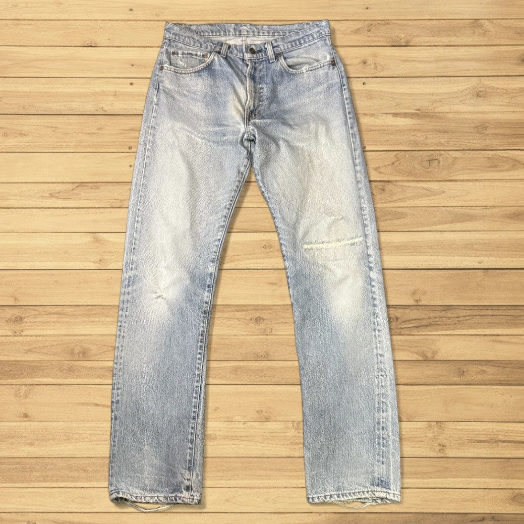 Levi's Vintage Clothing 70s 80s Levis 501 Distressed Aging Rindem Denim W34 USA Size US 34 / EU 50 - 1 Thumbnail