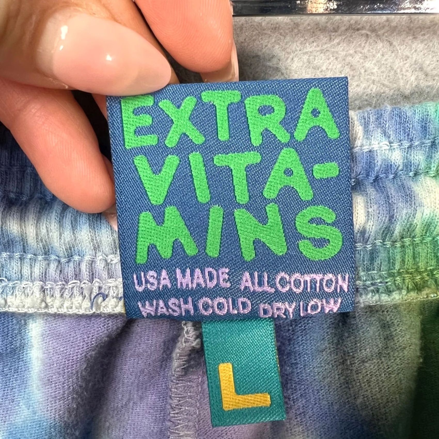 Vintage VINTAGE Extra Vitamins Womens Large Groovy Tie Dye Shorts Drawstring Blue Granny? Size 36" / US 14 / IT 50 - 4 Thumbnail