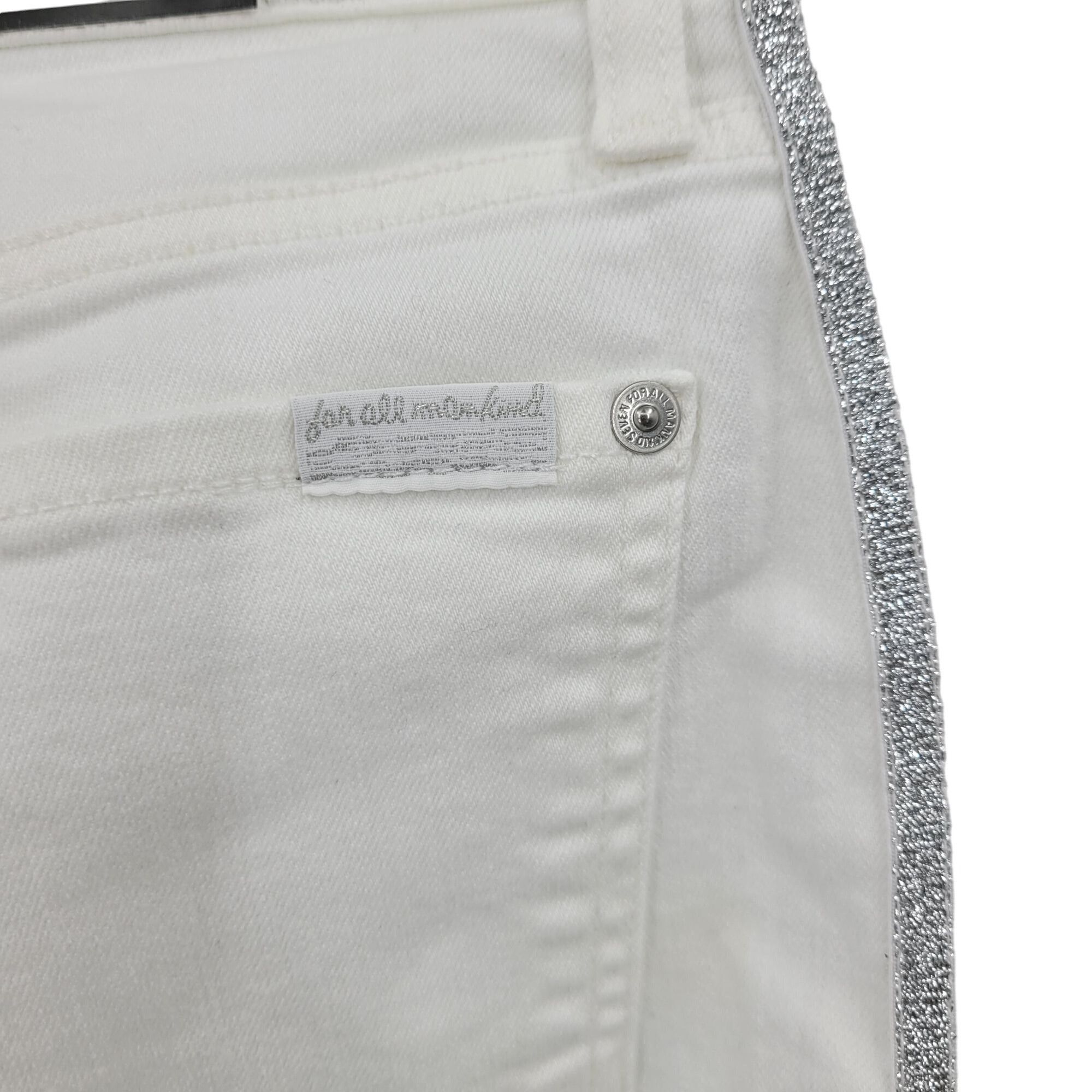 7 For All Mankind 7 For All Man Kind High-Rise White Skinny Jeans 30 Silver Si Size 30" / US 8 / IT 44 - 12 Thumbnail