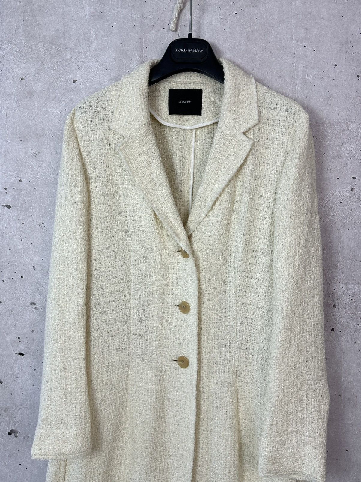 Joseph Joseph Sierra Tweed Ivory Visose Cotton Blend Women’s Coat Size S / US 4 / IT 40 - 2 Thumbnail