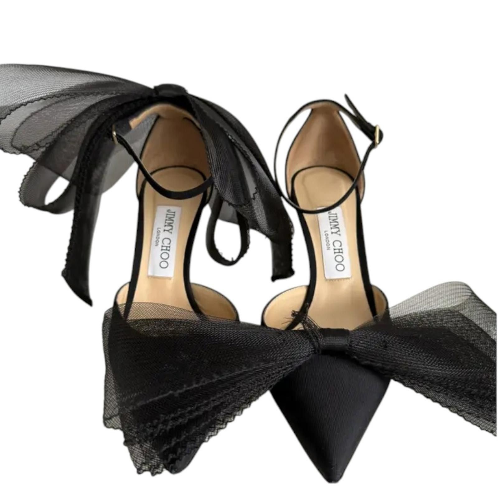 Jimmy Choo Jimmy Choo Averly 100 bow ankle strap pumps Size US 7.5 / IT 37.5 - 2 Thumbnail
