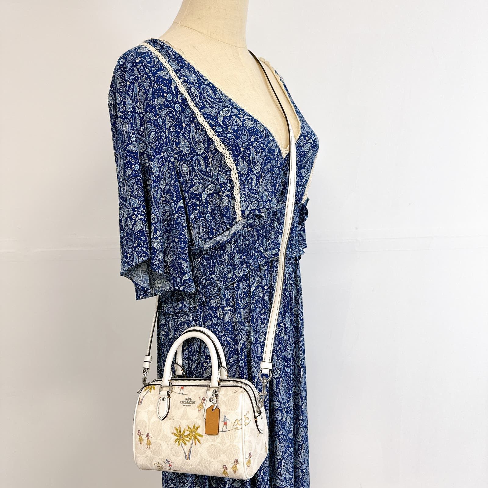 image of Coach Ck164 Mini Rowan Crossbody Chalk Glacier White Multi, Women's