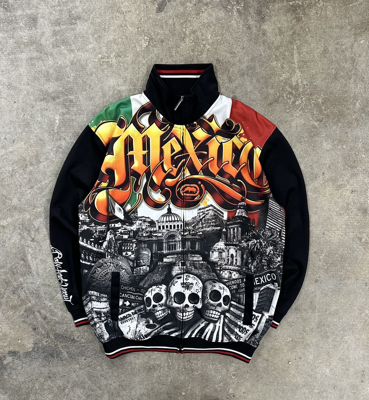 Ecko Unltd. Crazy Y2K 00s Ecko Day Of The Dead Mexico Track Jacket Size US XL / EU 56 / 4 - 1 Thumbnail