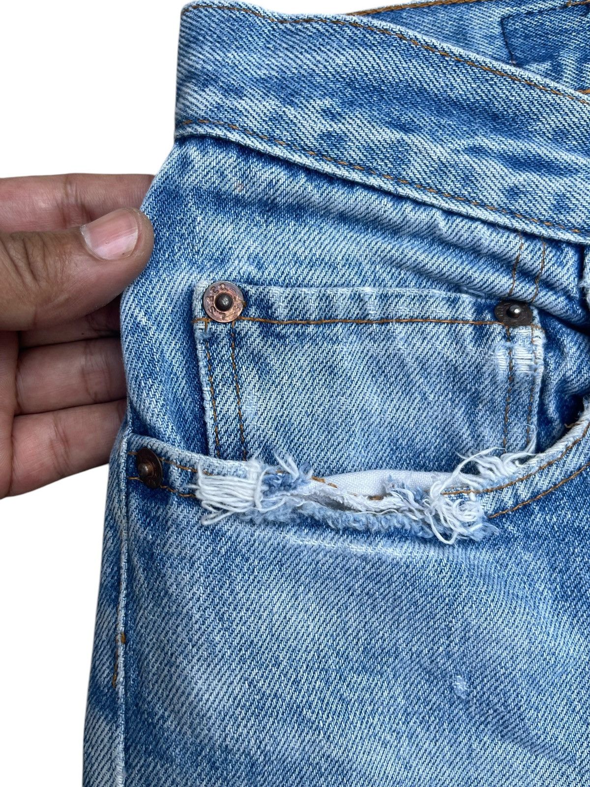 Levi's Vtg 70s Levi’s 501 Jeans - Distressed - Red Tab ® - Hem Cut Size US 32 / EU 48 - 7 Thumbnail