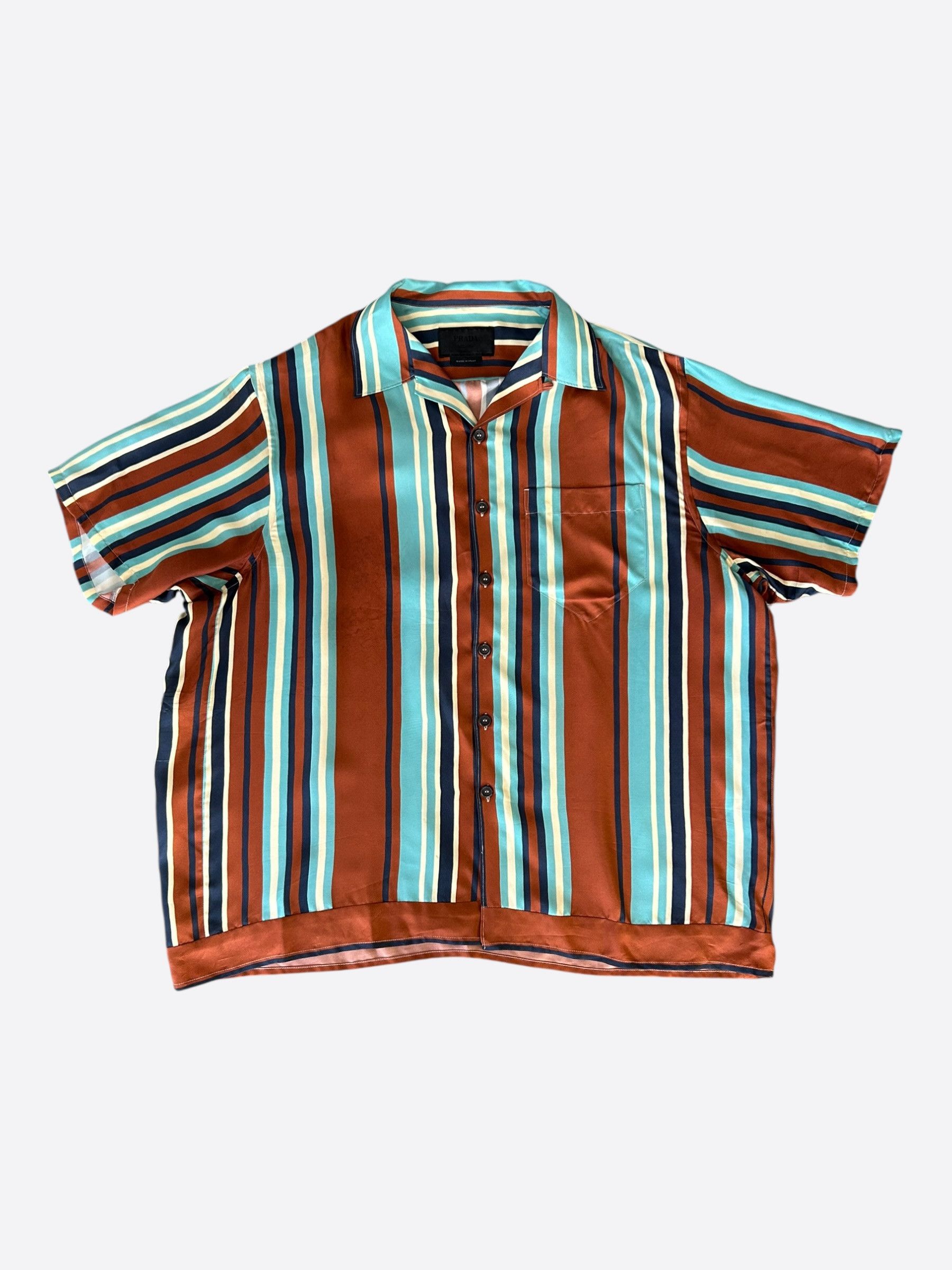 Prada Prada Brown Striped Button Up Shirt Size US XXL / EU 58 / 5 - 1 Thumbnail