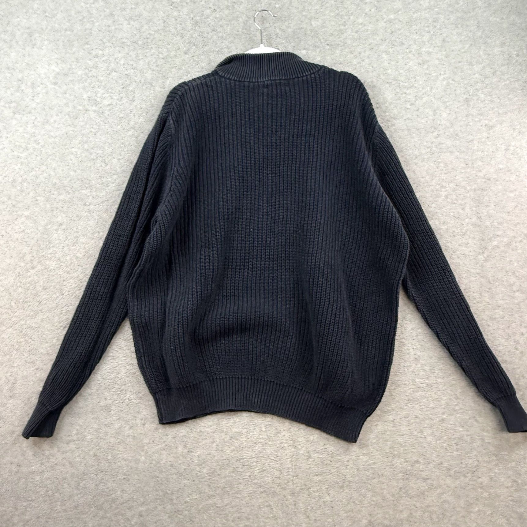 Vintage L.L. Bean Sweater Henley XL Navy Blue Mock Neck Knit Ribbed Waffle-Knit Casual Men’s Regular Size XL Navy Blue Size US XL / EU 56 / 4 - 7 Thumbnail