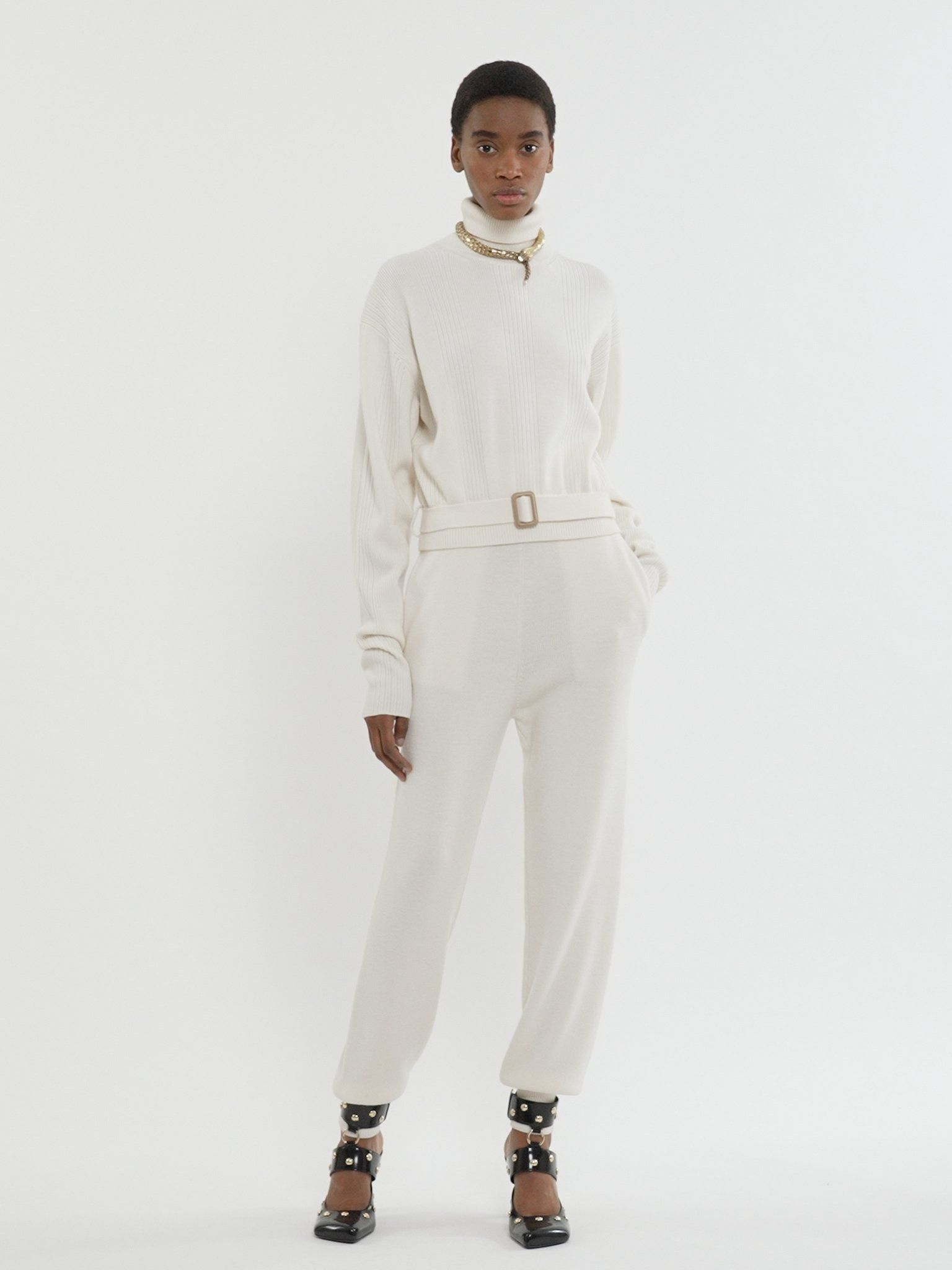 Chloe o1loc1c11025 Wool Knit Sweatpant in Iconic Milk Size 25" / US 0 / IT 36 - 4 Thumbnail