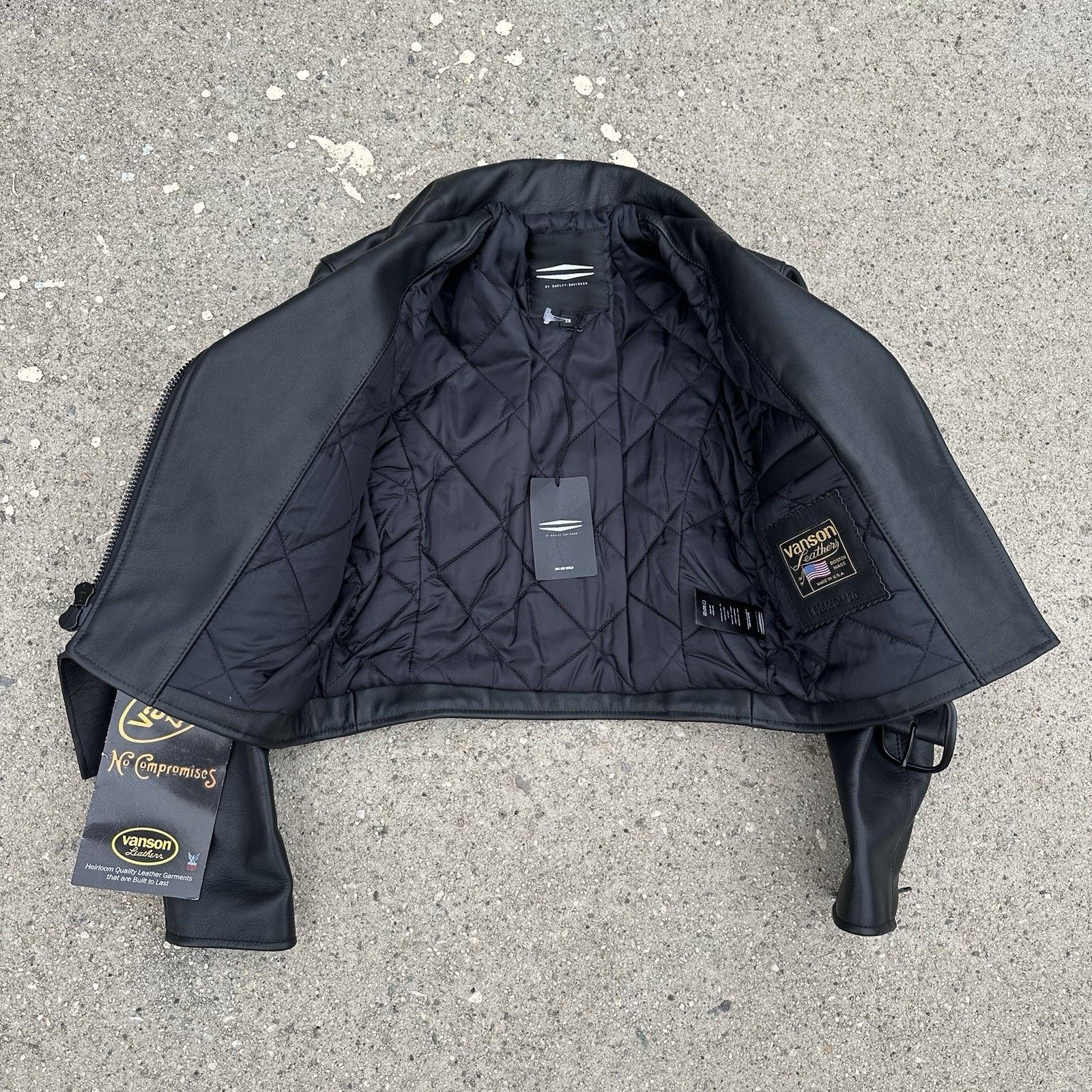 Harley Davidson × Leather × Vanson Leathers NWT Harley Davidson x Vanson Black Leather Jacket Biker Size XS / US 0-2 / IT 36-38 - 2 Thumbnail