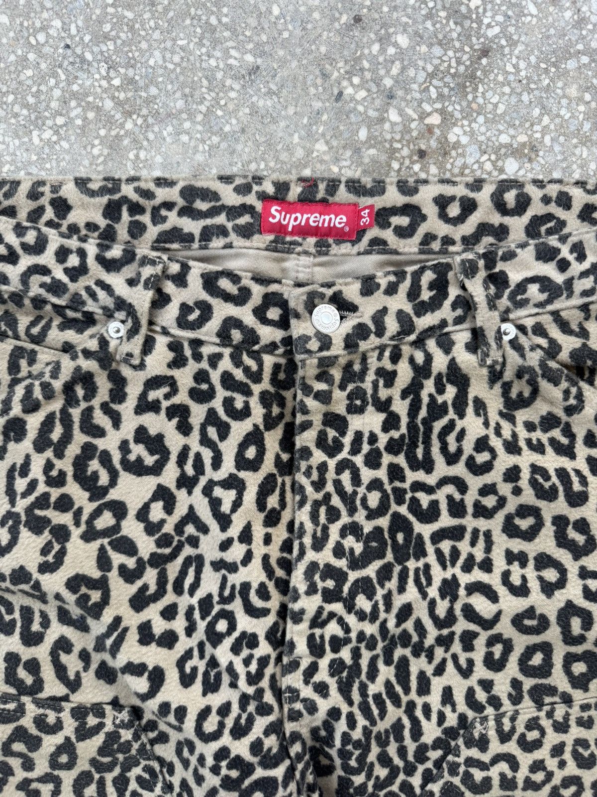 Supreme FW22 KINDERMANN GMBH COTTON MOLESKIN DOUBLE KNEE LEOPARD Size US 34 / EU 50 - 6 Thumbnail