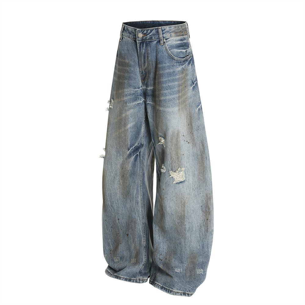 Japanese Brand × Jean Men's punk ink-splashed distressed ripped scimitar jeans Size US 32 / EU 48 - 2 Thumbnail