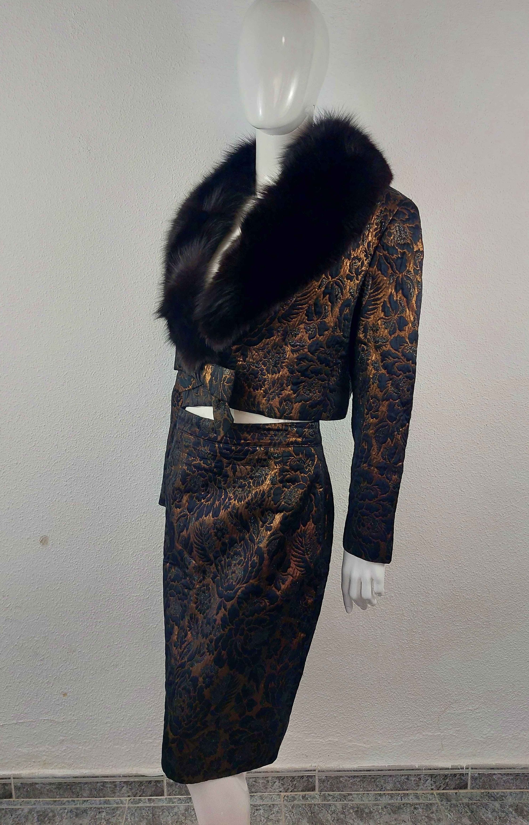 Christian Lacroix Christian Lacroix Luxe Copper Lamé Cocktail Coat Suit Size L / US 10 / IT 46 - 7 Thumbnail