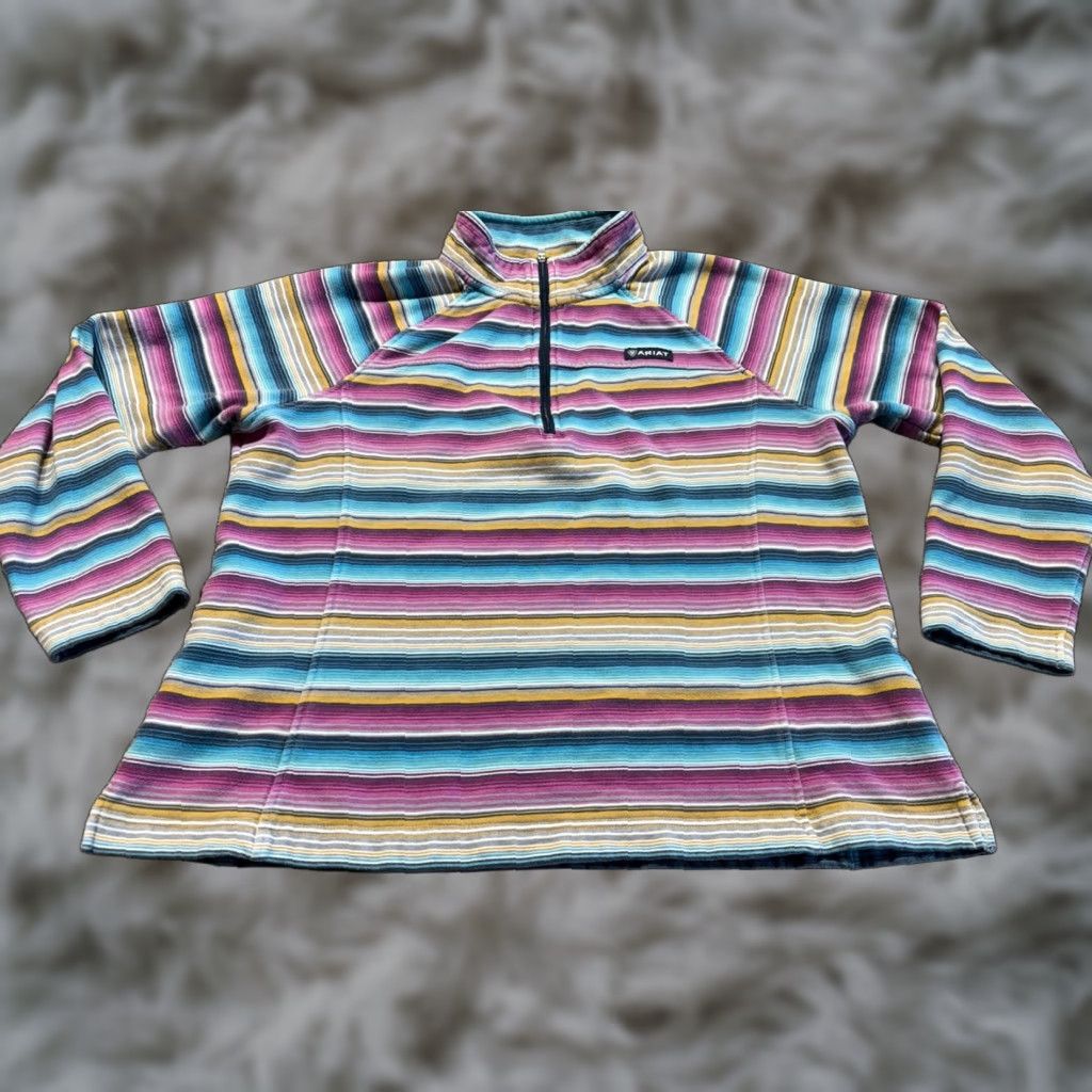 Ariat Ariat Womens Quater Zip Pullover Hoodie Long Sleeve Aztec Multicolor Polyester Fleece Logo Winter Fall Spring Size L / US 10 / IT 46 - 1 Thumbnail