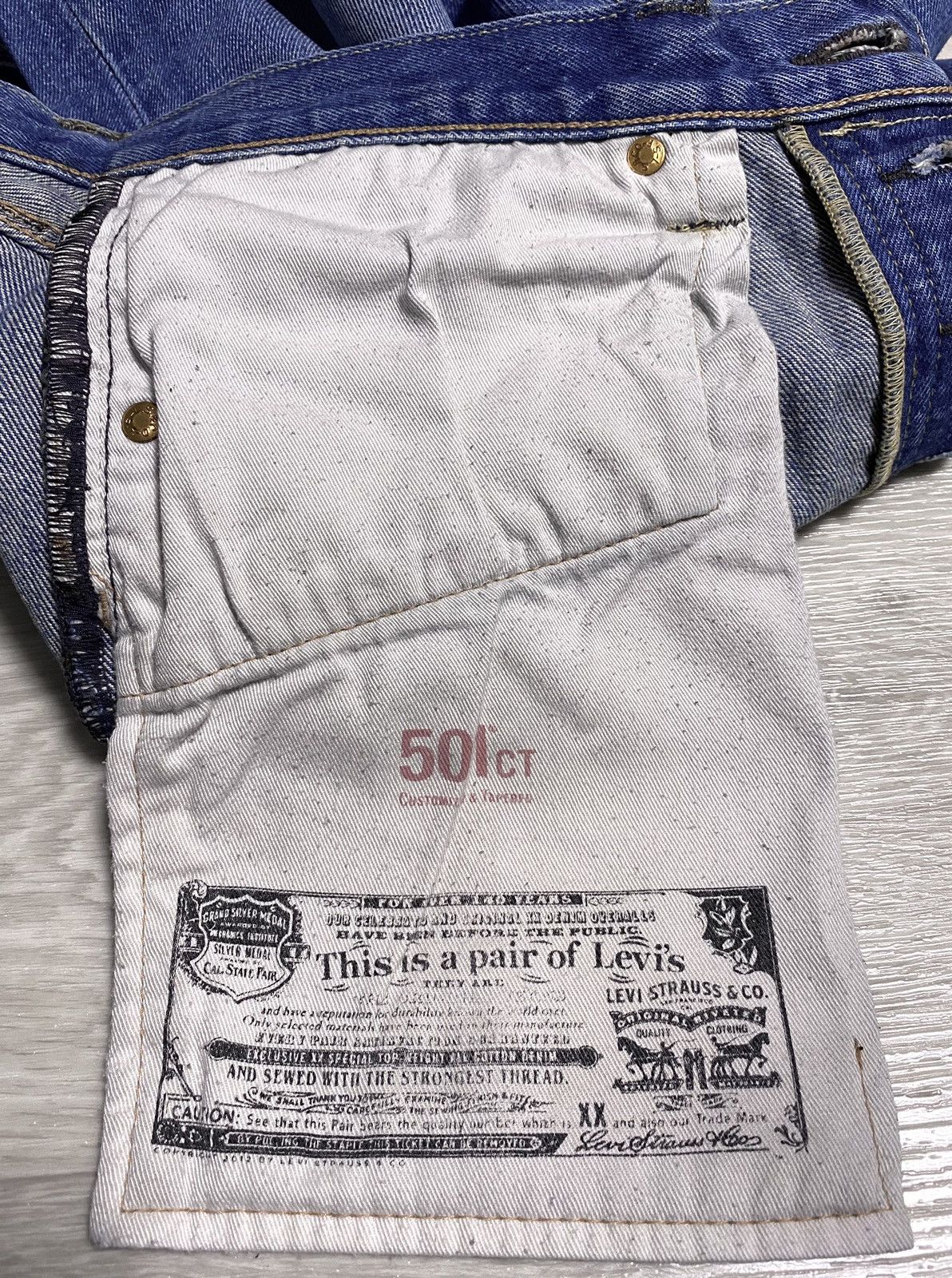 Levi's Vintage Clothing Levi’s 501 CT Customized Tapered Washed Heritage Denim Jeans Size US 33 - 14 Thumbnail