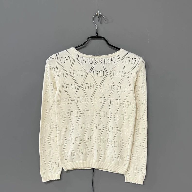 Gucci Gucci Size 10 White hollow-out full-print cardigan sweater Size US XS / EU 42 / 0 - 3 Thumbnail