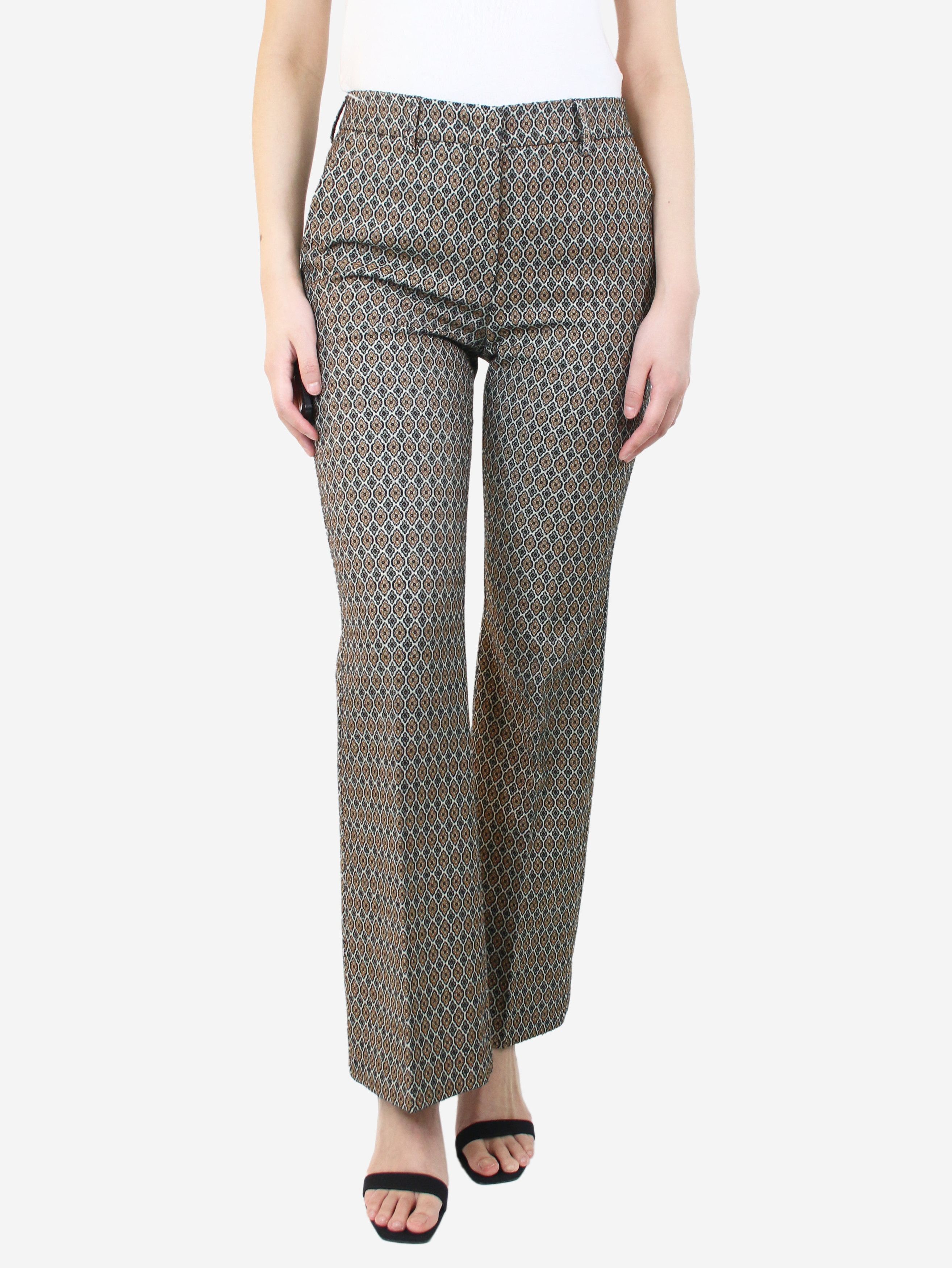 image of Etro Brown Printed Trousers - Size Uk 6, Women's