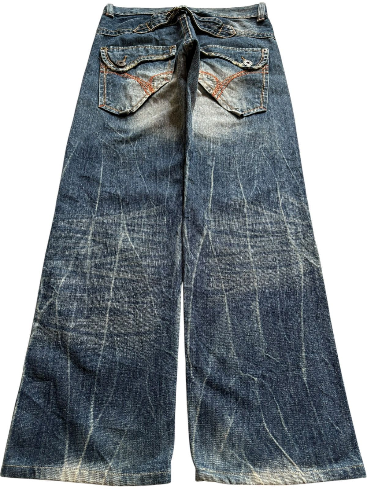 Japanese Brand Vintage Japanese Brand Mud Wash Buckle Back Rip Loose Jeans Size US 30 / EU 46 - 2 Thumbnail