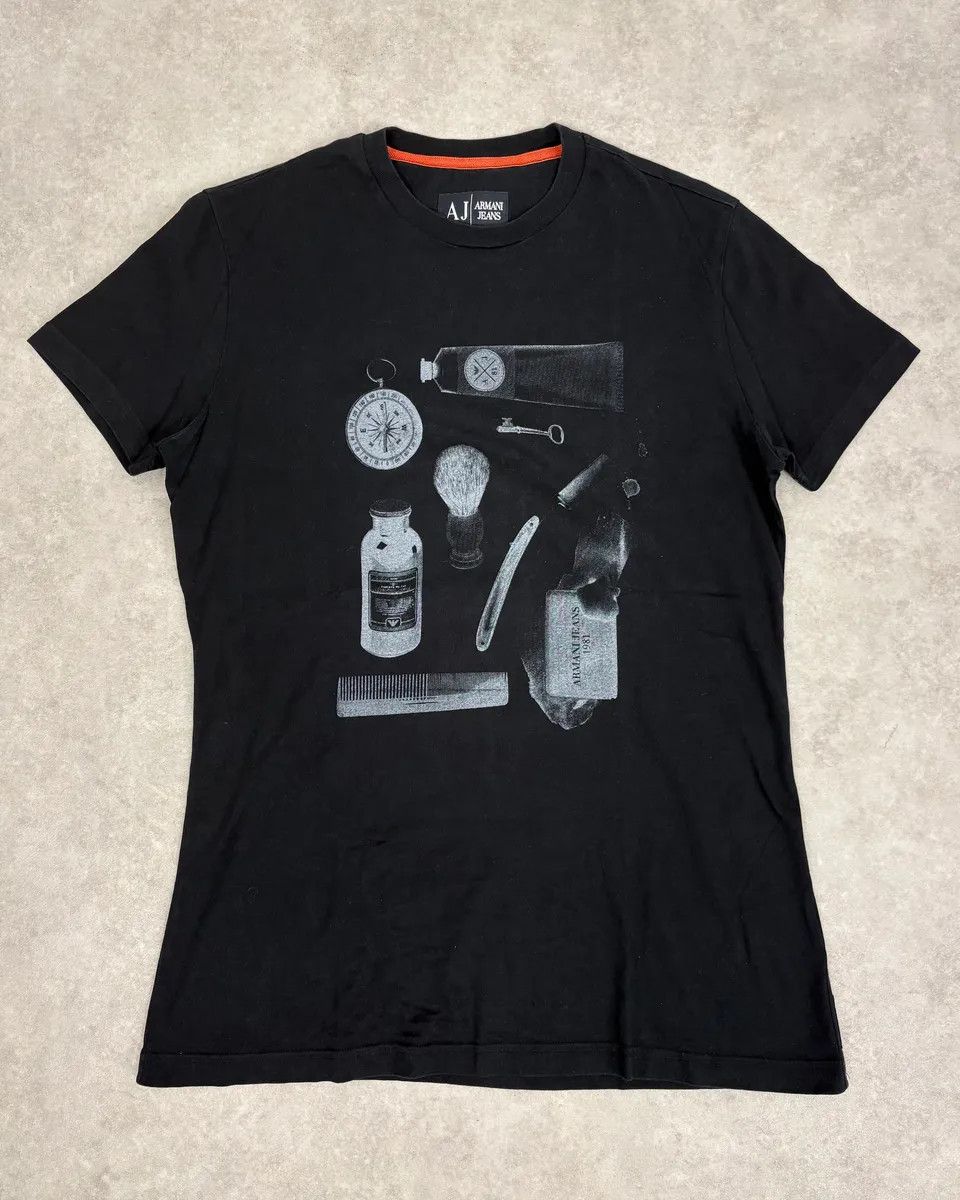 Armani 2000s Armani Black Time Tools Print T-Shirt Size US S / EU 44-46 / 1 - 1 Thumbnail