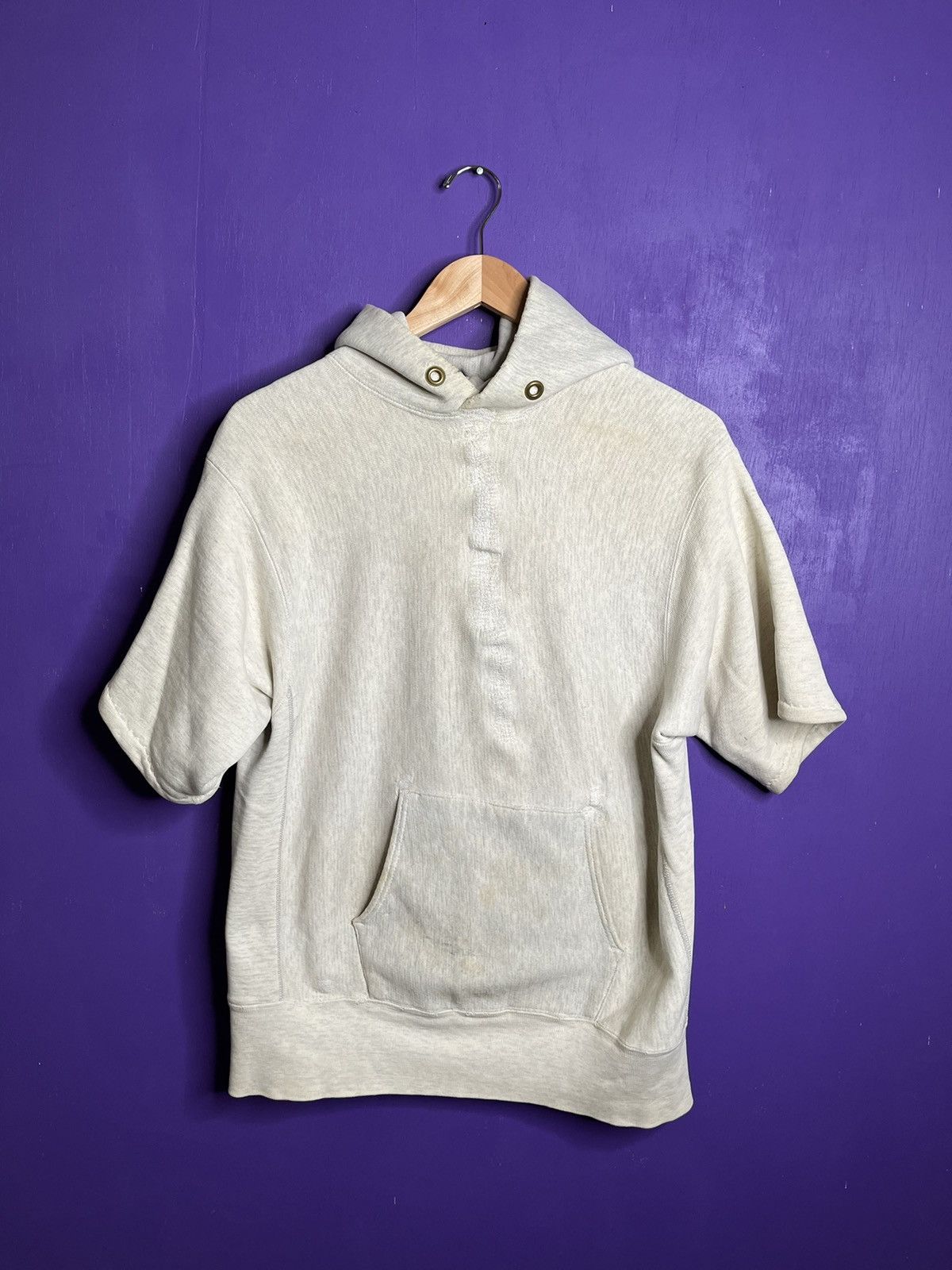 image of Vintage 70's Champion John Jay Mustangs Reverse Weave Hoodie in Grey, Men's (Size Medium)