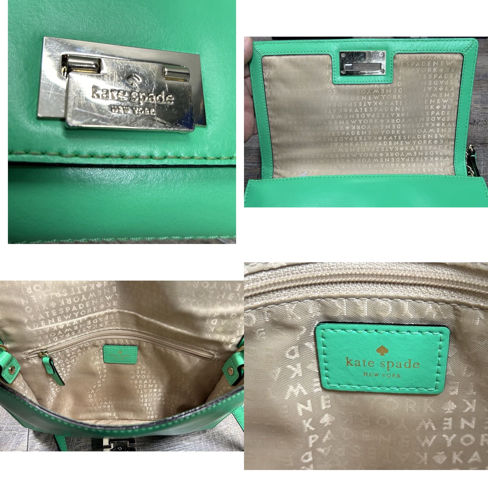 Vintage VINTAGE Kate Spade Orchard Valley Fiona Flap Green Leather Crossbody Purse Women's Bag Size ONE SIZE - 8 Thumbnail