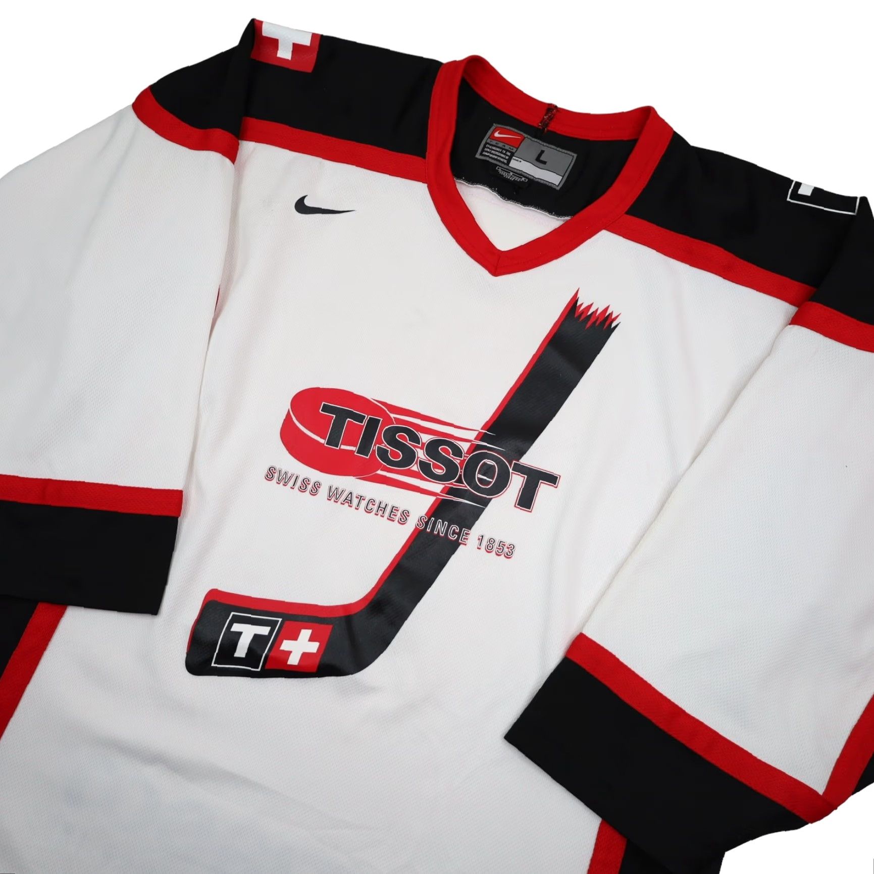 Nike VINTAGE Nike x Tissot Watches Mens Large Hockey Jersey White Nike Jersey Mens Large White Hockey Jersey Sportswear Size US L / EU 52-54 / 3 - 2 Thumbnail