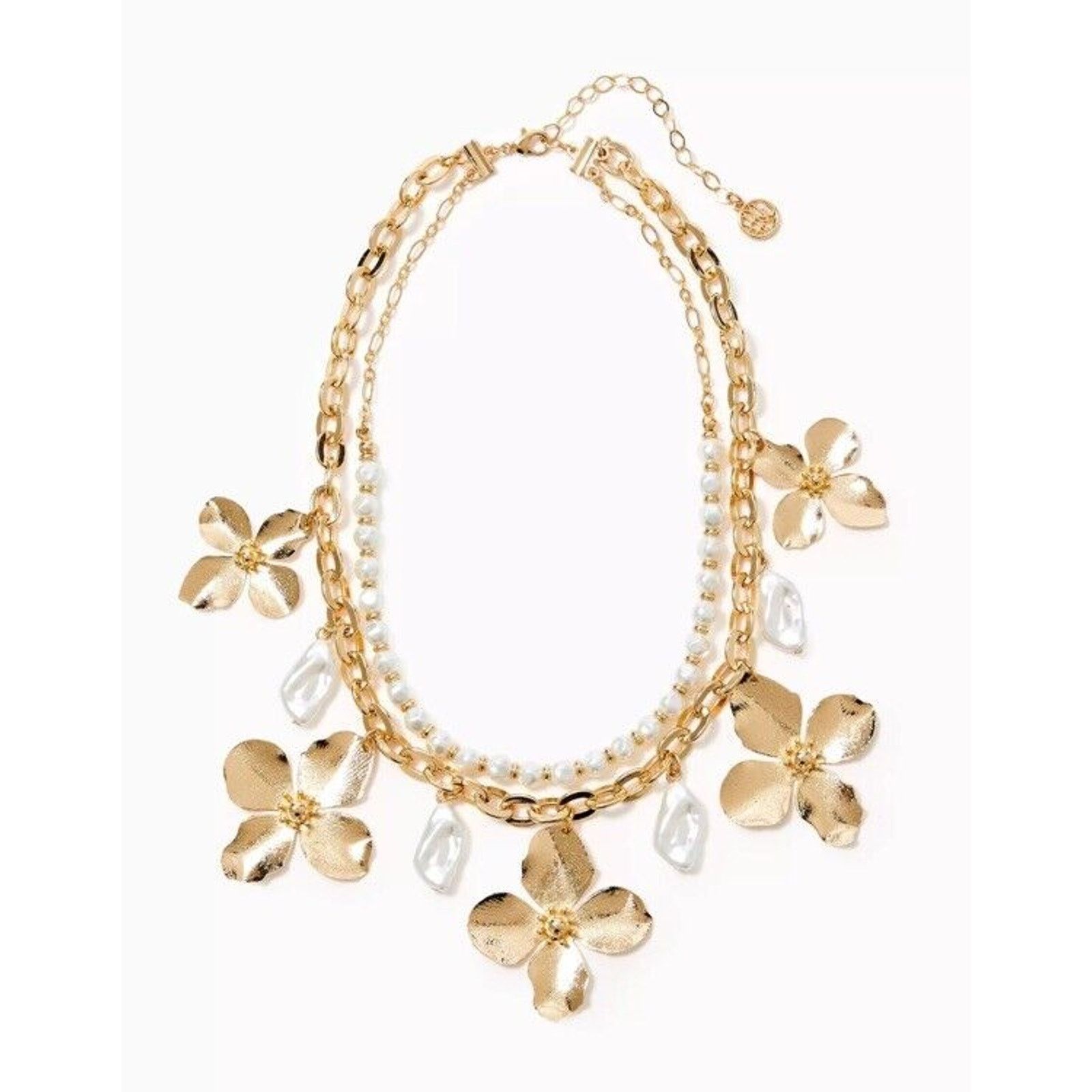 Lilly Pulitzer Lilly Pulitzer Necklace Via Flora Gold Metallic Faux Pearls Size ONE SIZE - 1 Thumbnail