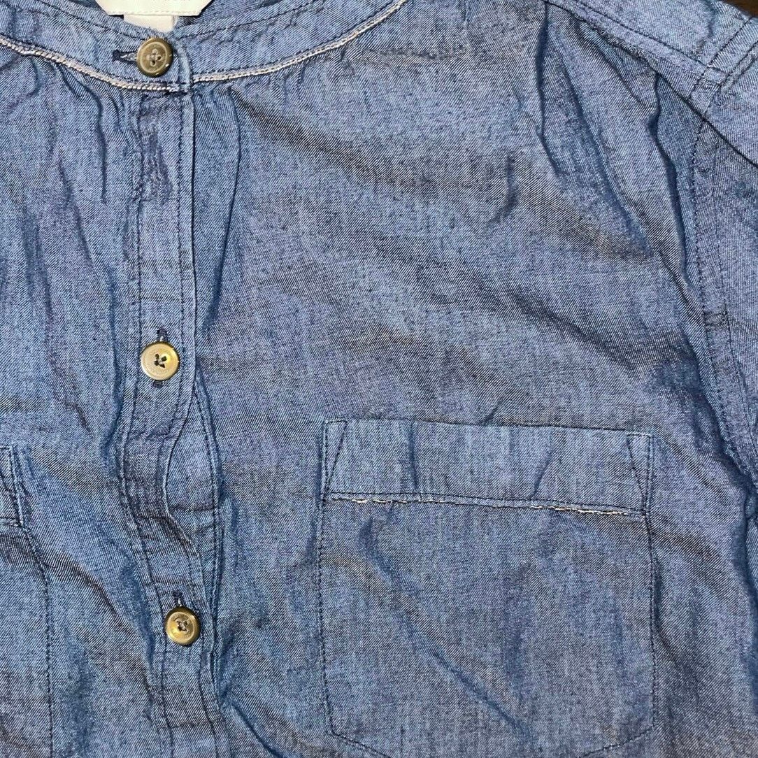 Calvin Klein "Denim" Style Chambray Tunic Blouse Western Cowgirl Casual Size S / US 4 / IT 40 - 3 Thumbnail