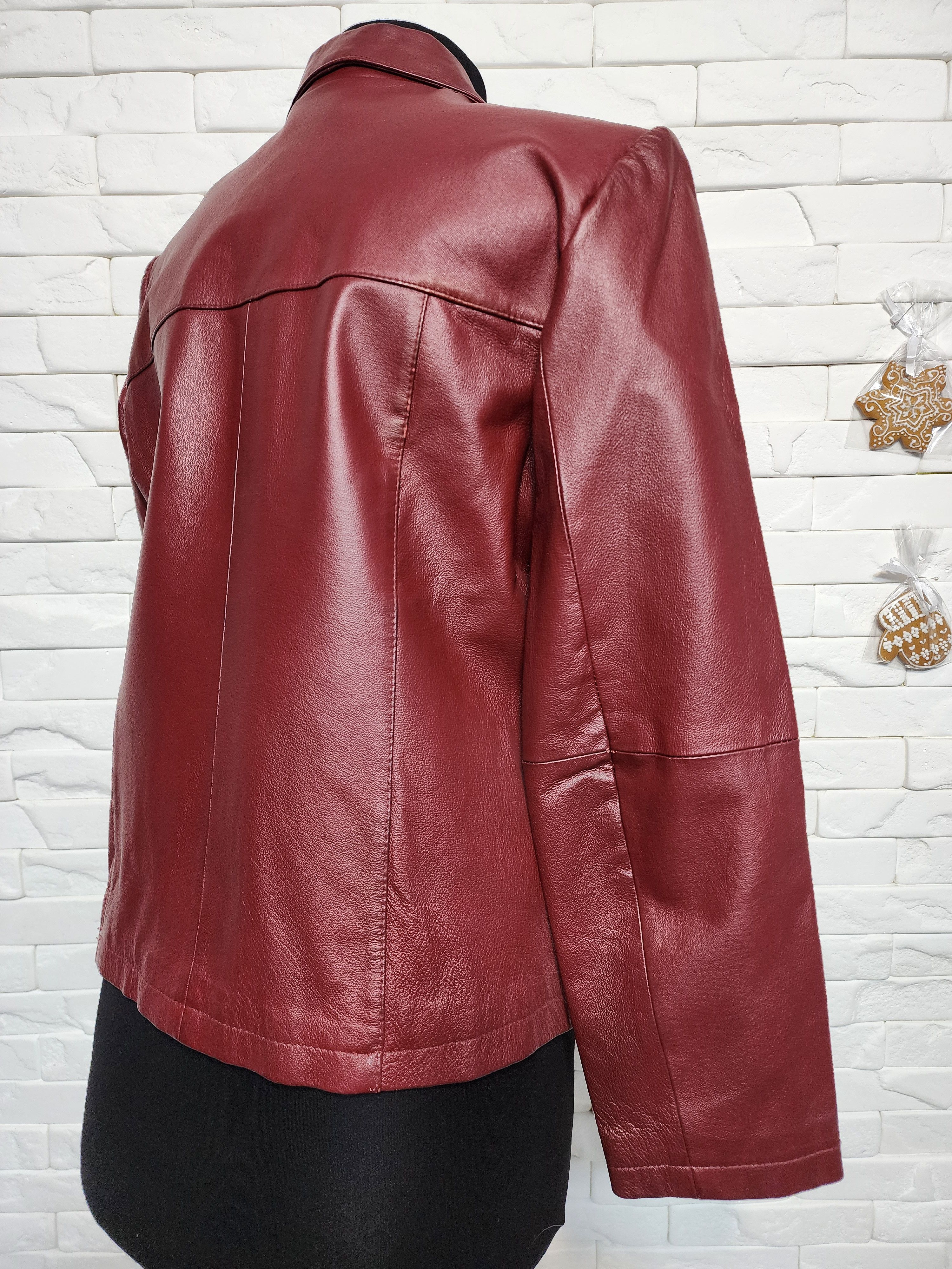 Genuine Leather Red Leather Women's Jacket: Sporty Leather with Metal Zipper Size L / US 10 / IT 46 - 5 Thumbnail