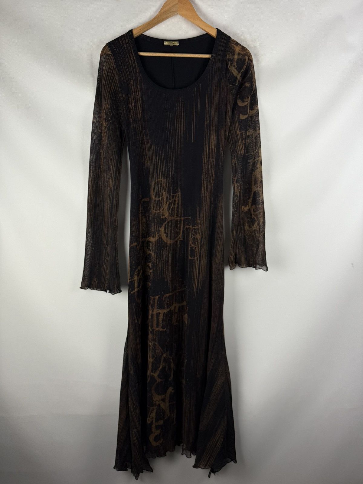 Other Legatte Jeans Mesh Y2K Long Sleeve Overprinted Maxi Dress Size L / US 10 / IT 46 - 1 Thumbnail