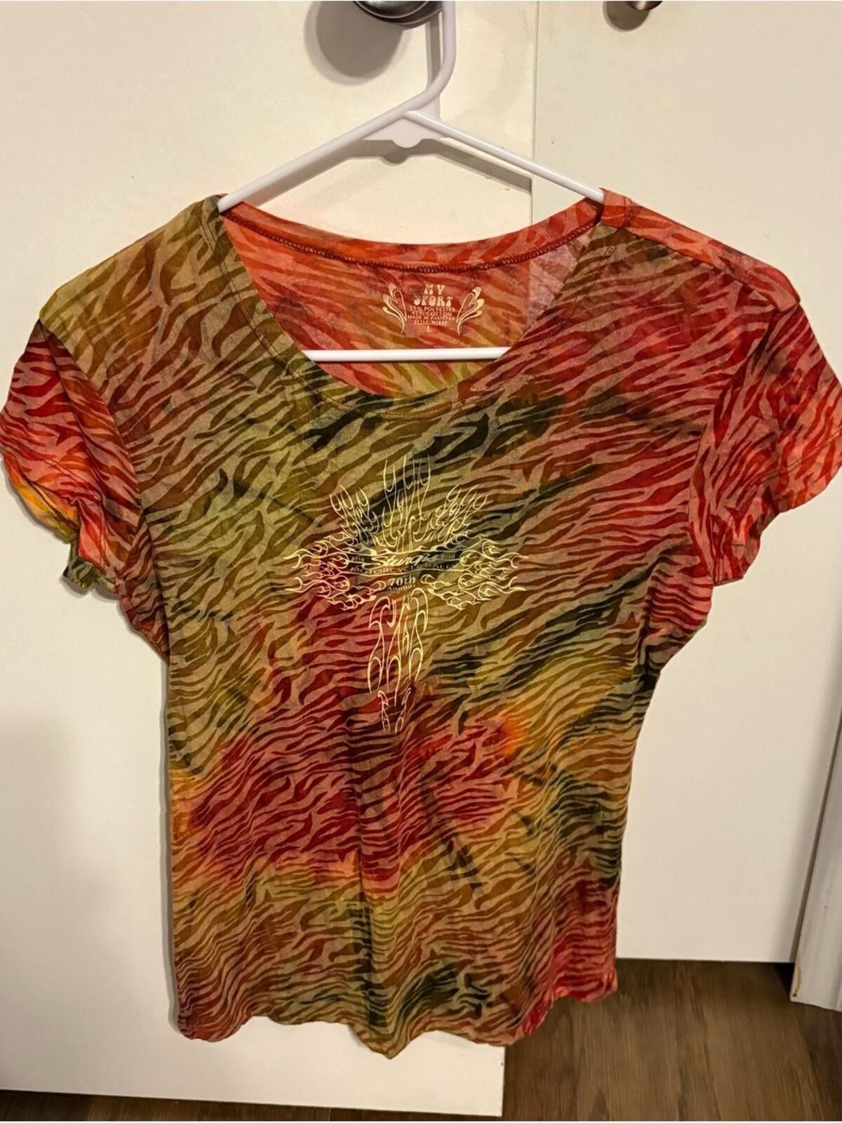 Other MV Sport Sturgis Motorcycle Rally Multicolor Zebra-Print Tee Size L / US 10 / IT 46 - 1 Thumbnail