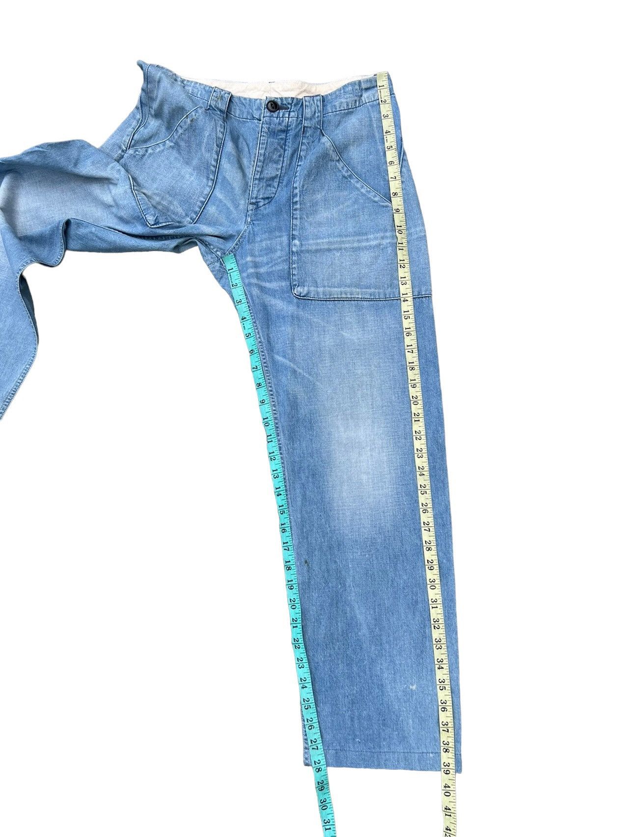 Hiroshi Kato × KATO Sun Fade Blue Vintage Kato Japan Dirty Denim Fatigue Pant Size US 31 - 5 Thumbnail