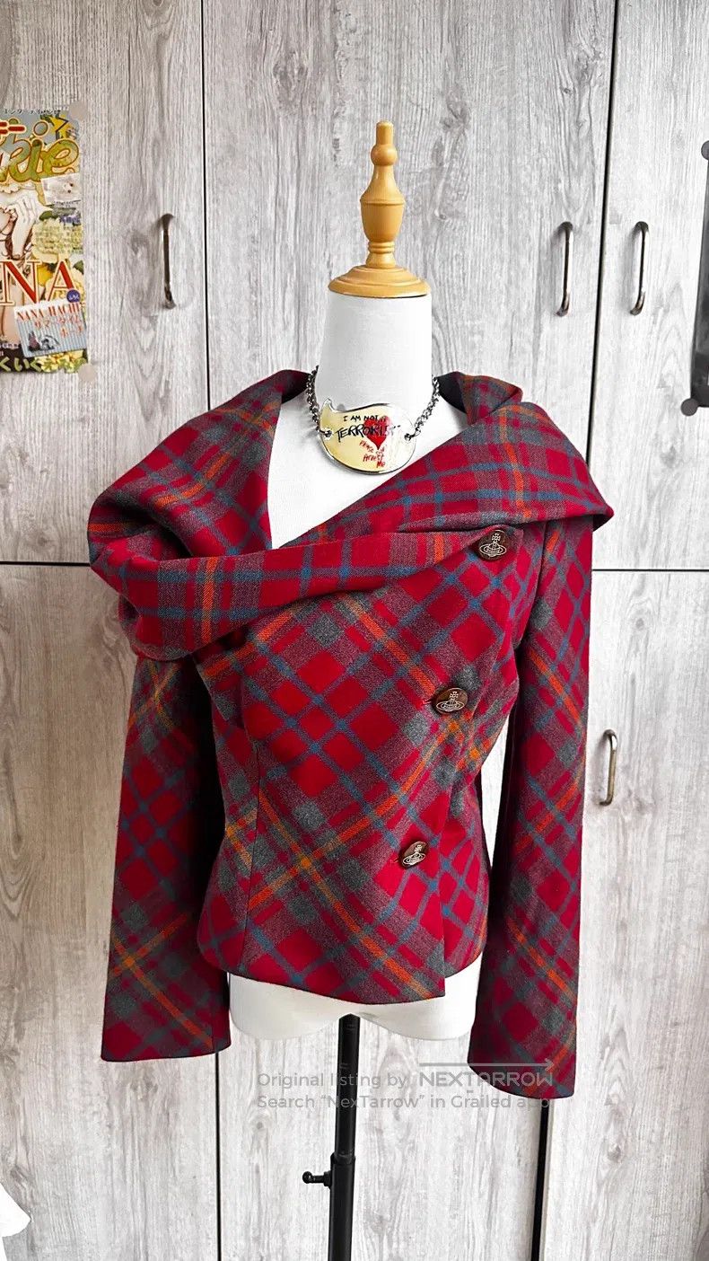 Vivienne Westwood Vivienne Westwood Dip hem suit jacket, red checkered witch Size L / US 10 / IT 46 - 7 Thumbnail