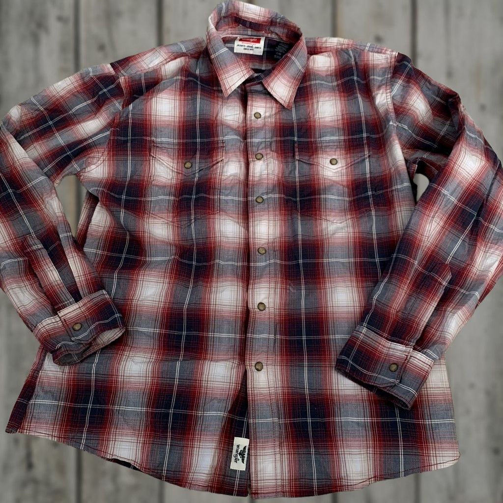 Wrangler Wrangler Shirt Mens Large Pearl Snap Long Sleeve Western Plaid Flex Comfort Barbie? Size US L / EU 52-54 / 3 - 1 Thumbnail