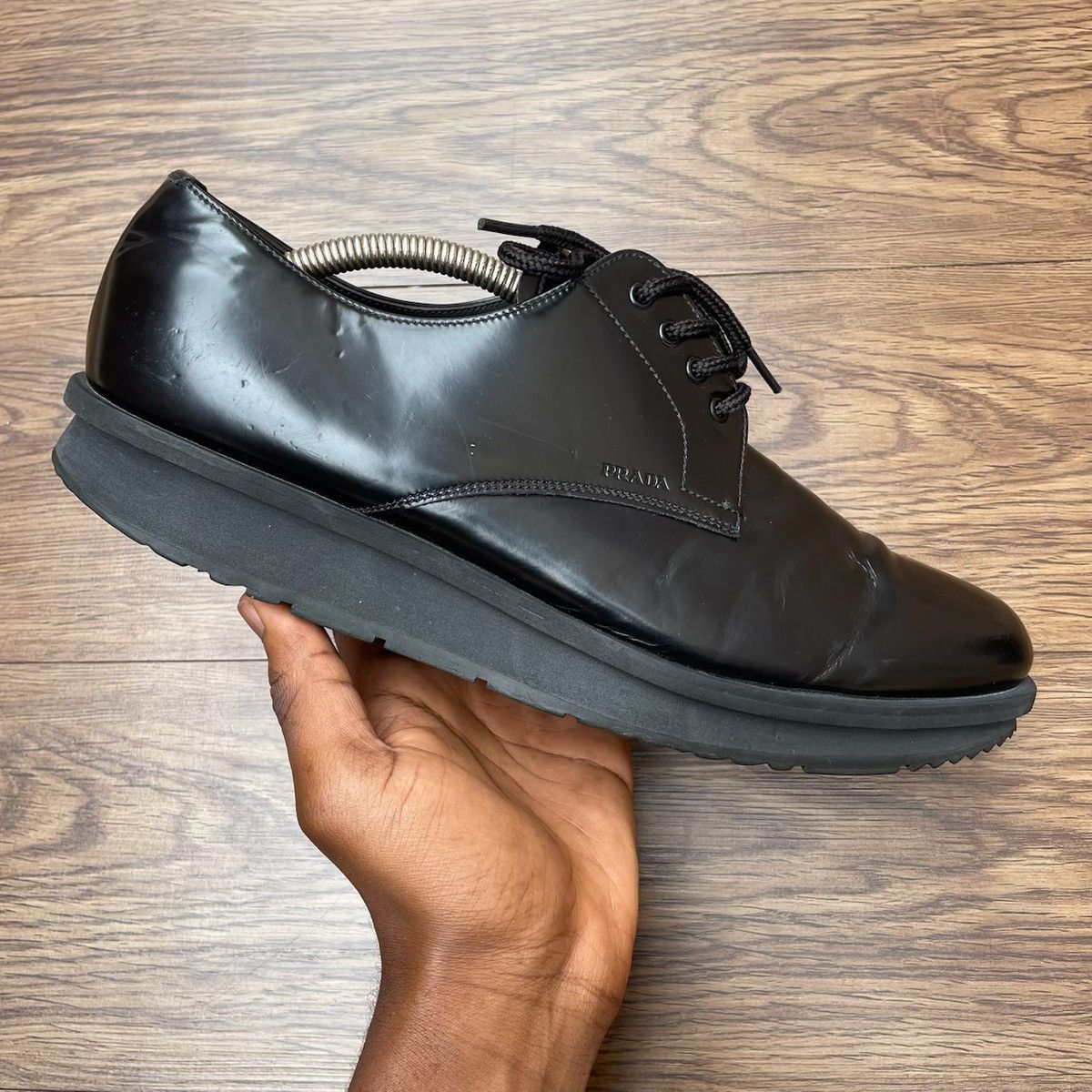 Prada Black Patent Leather Prada Chunky Brogues Shoe EU43 US10.5 Size US 10.5 / EU 43-44 - 3 Thumbnail