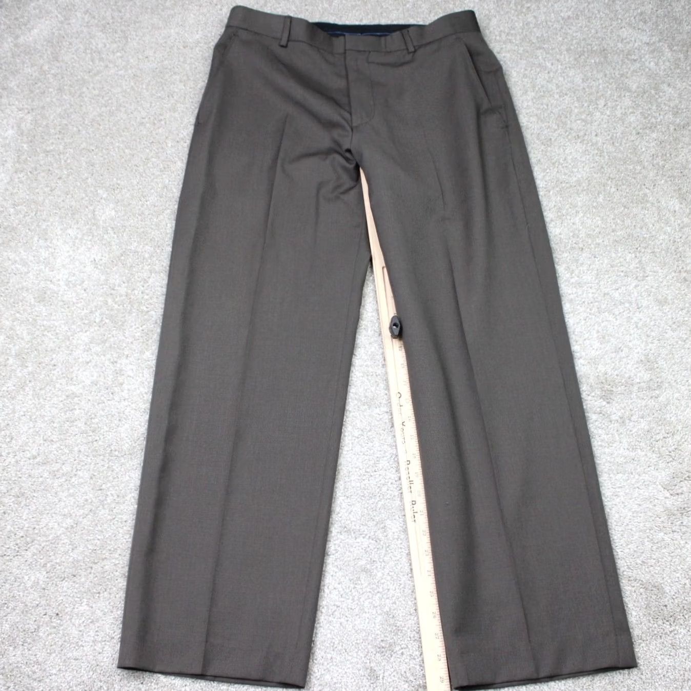 Banana Republic Banana Republic Pants Mens 35x30 Brown Wool Flat Front Straight Dress Pants Size US 35 - 3 Thumbnail