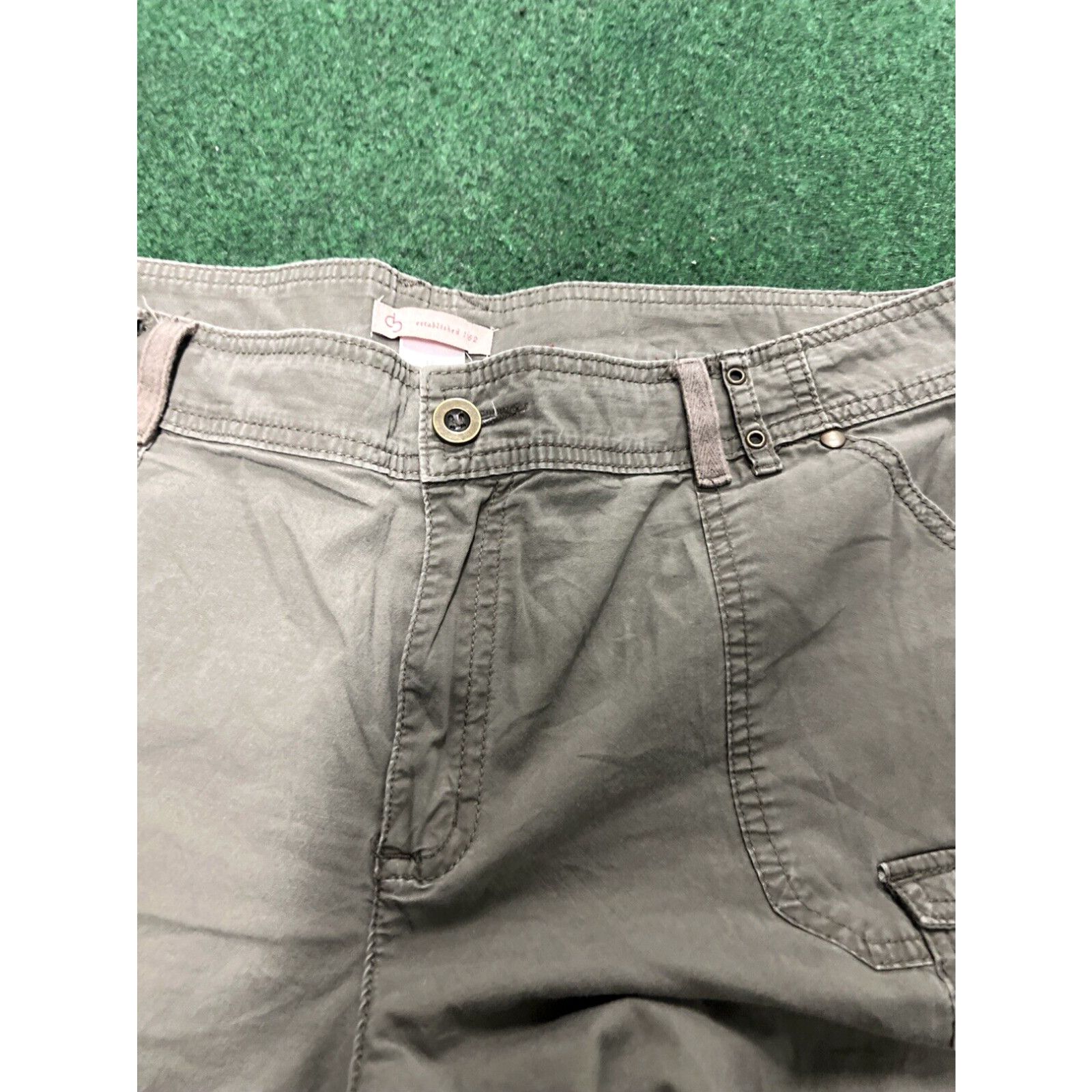 Vintage Y2K Cargo Capri Wide Leg Baggy Utility Pants Size 16 Military Olive 90s Size 38" / US 16 / IT 52 - 5 Thumbnail