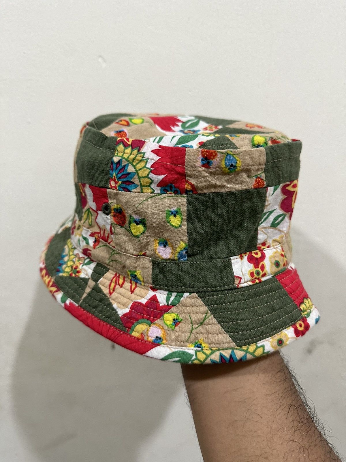 Vintage Rare Patchwork Inspired by Kapital Bucket Hat Size ONE SIZE - 2 Thumbnail