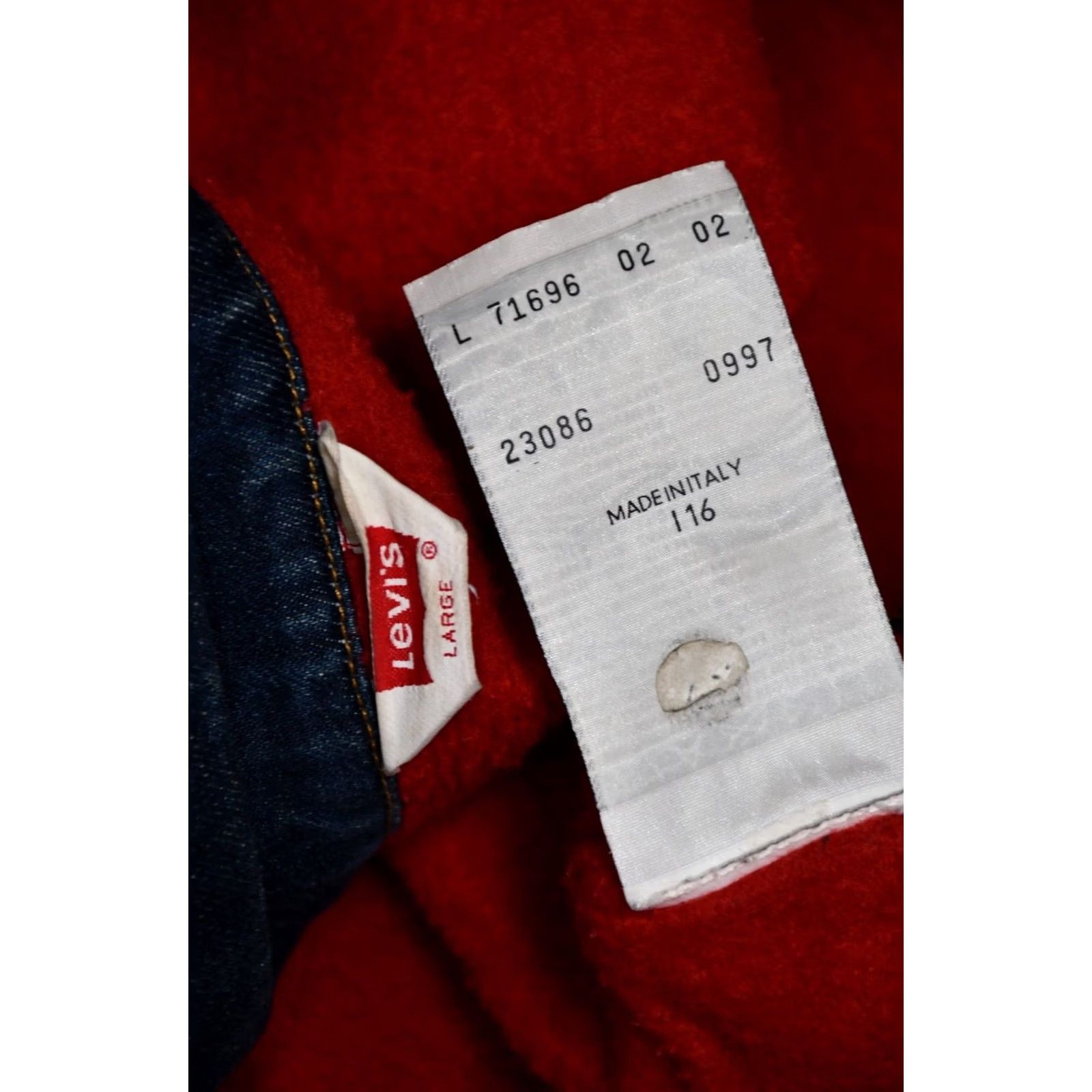Levi's VINTAGE Levi's Jacket Women L 90s Sherpa Blue 71696 02 Italy Orange Tab Red Fur Lined 100% Genuine Very Good Size L / US 10 / IT 46 - 4 Thumbnail