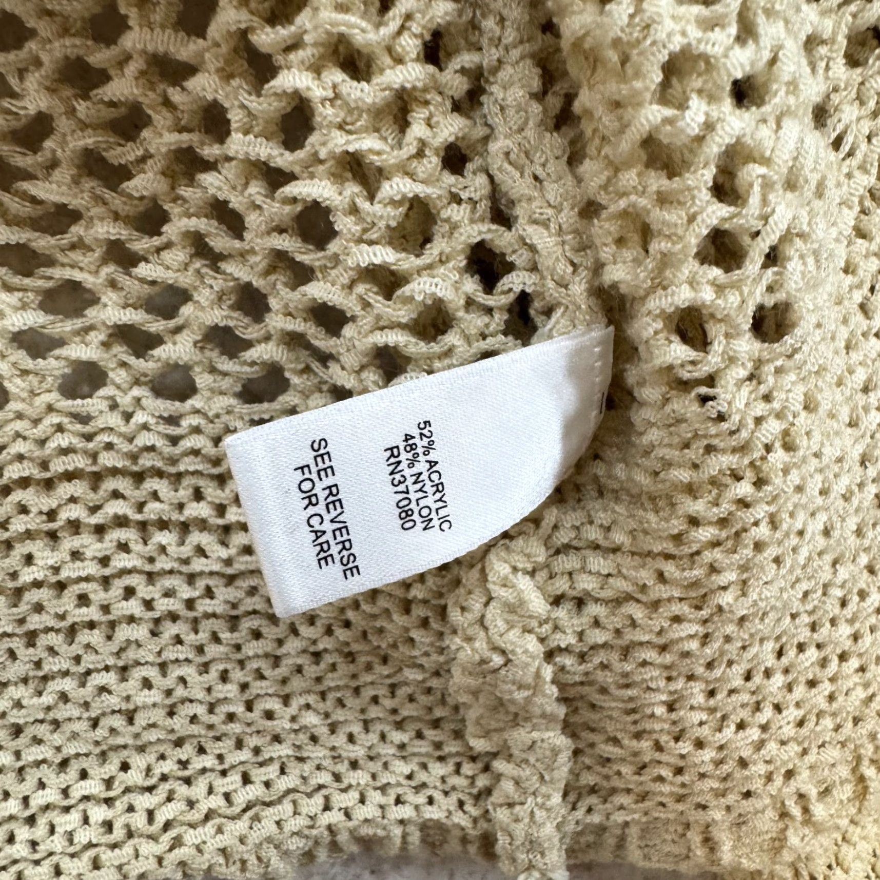 Vintage Cato Cardigan Sweater Knit Open Front Crochet Medium Ivory Womens - Boho Size M / US 6-8 / IT 42-44 - 6 Thumbnail