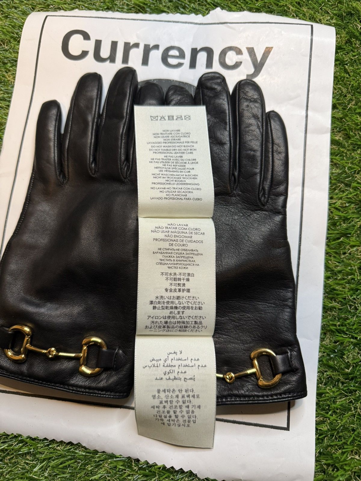 Gucci $840MSRP Demna Gucci Gold Horsebit Lambskin Leather Glove Size ONE SIZE - 13 Thumbnail
