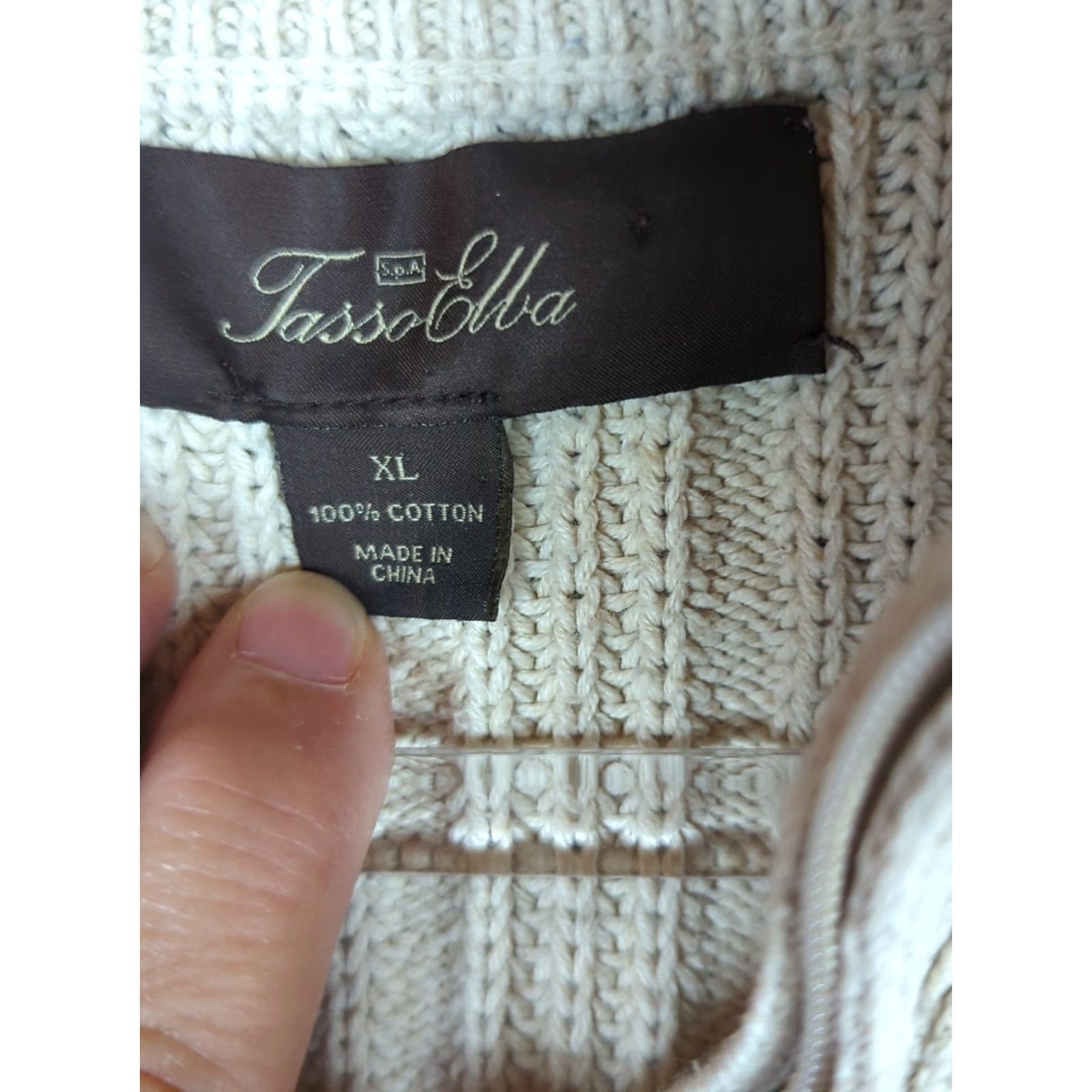 Tasso Elba Tasso Elba Sweater Mens XL Ivory Pullover Cable-Knit 1/4 Zip Mock Neck Long Sleeve Knit Cotton Size US XL / EU 56 / 4 - 4 Thumbnail