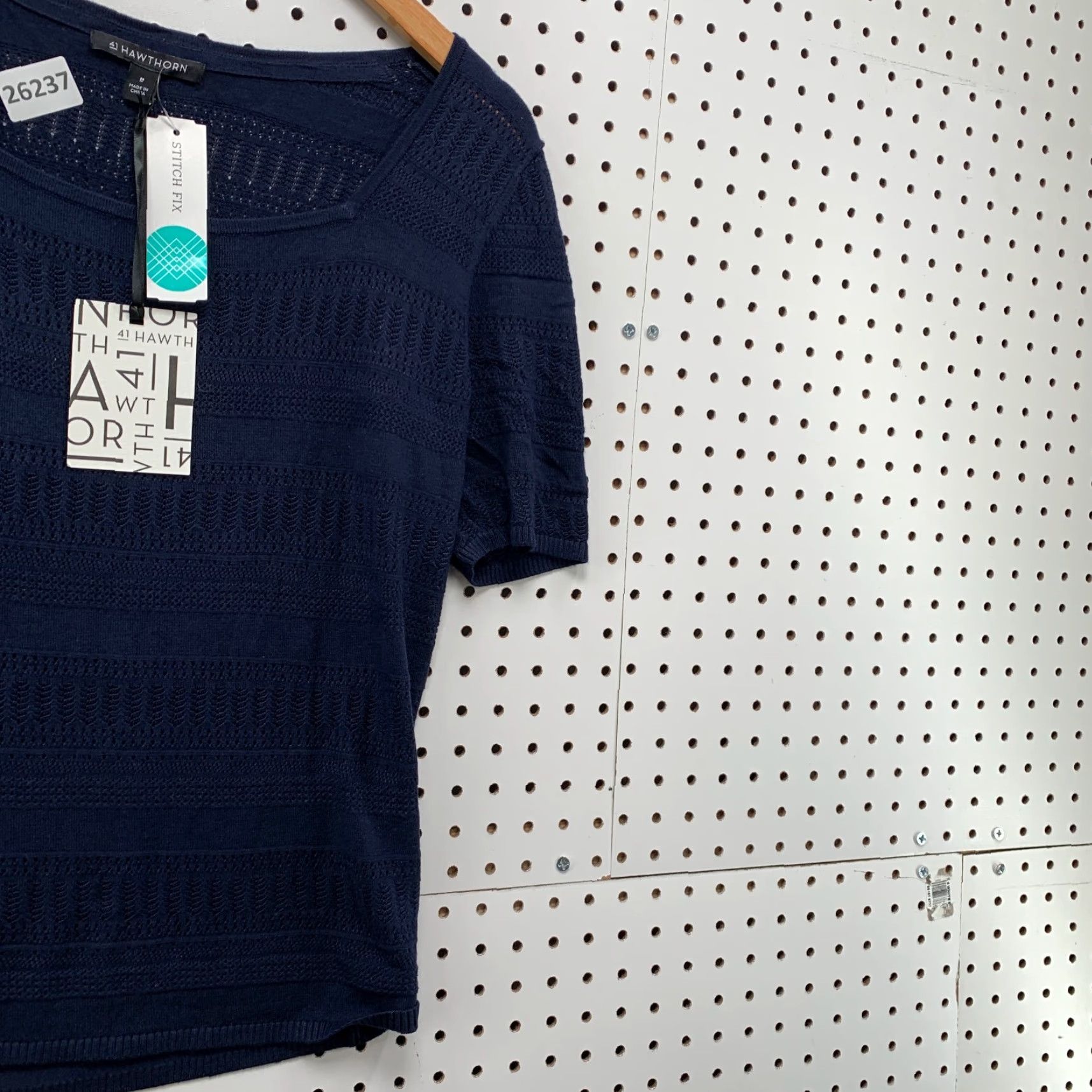 Vintage NEW 41 Hawthorn Knit Blouse Blue Square Neck Short Sleeve Women Medium Size M / US 6-8 / IT 42-44 - 4 Thumbnail