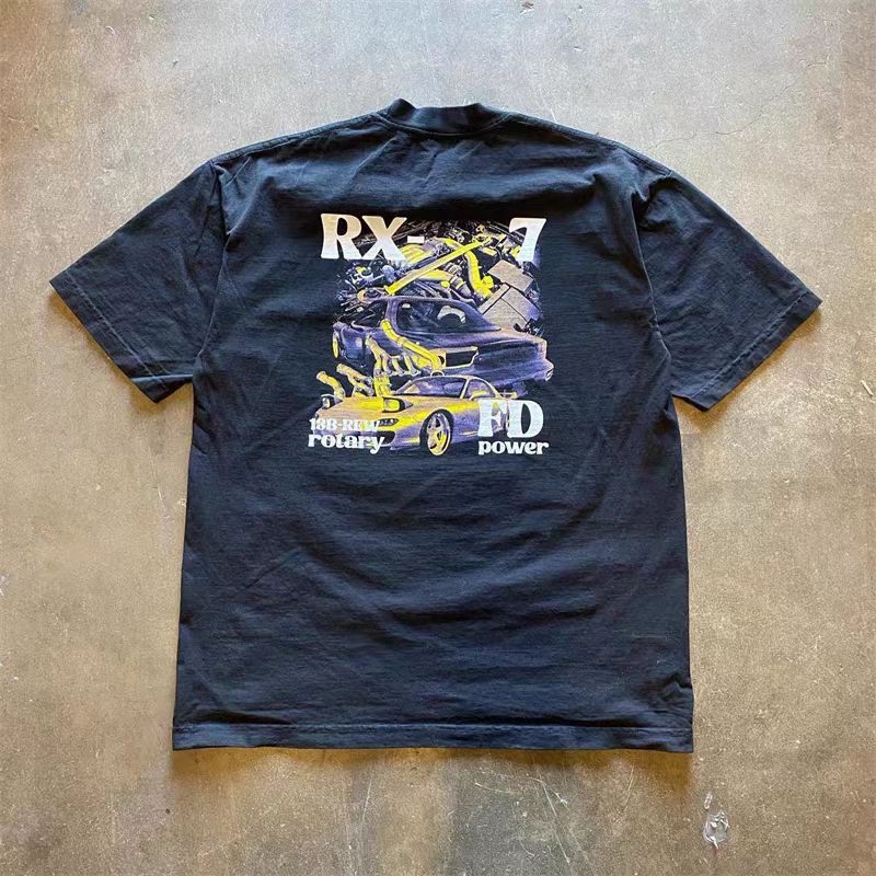 Japanese Brand Black street retro car print t-shirt Size US M / EU 48-50 / 2 - 1 Thumbnail