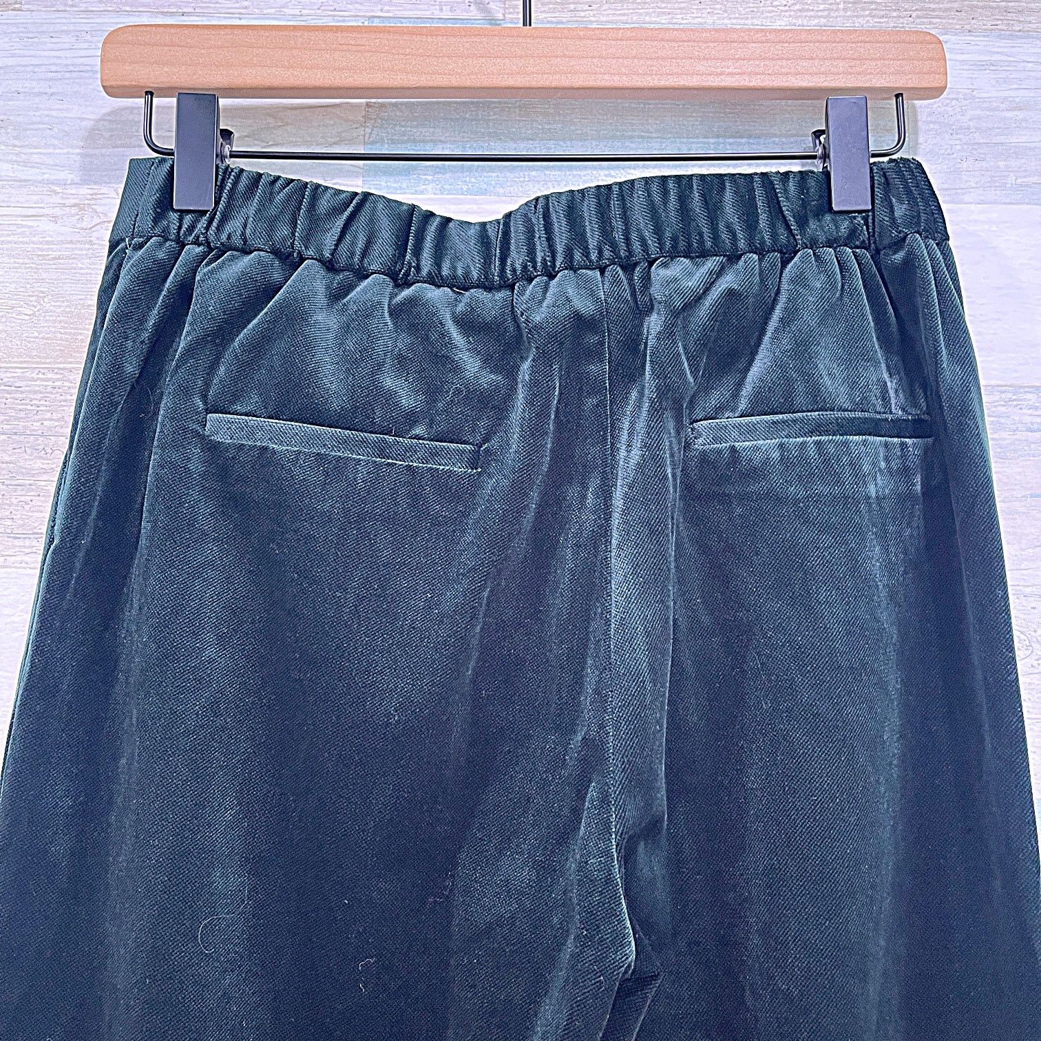 Anthropologie × FRNCH FRNCH PARIS Velvet Pleated Trousers Green Womens Small Size 27" / US 4 / IT 40 - 5 Thumbnail