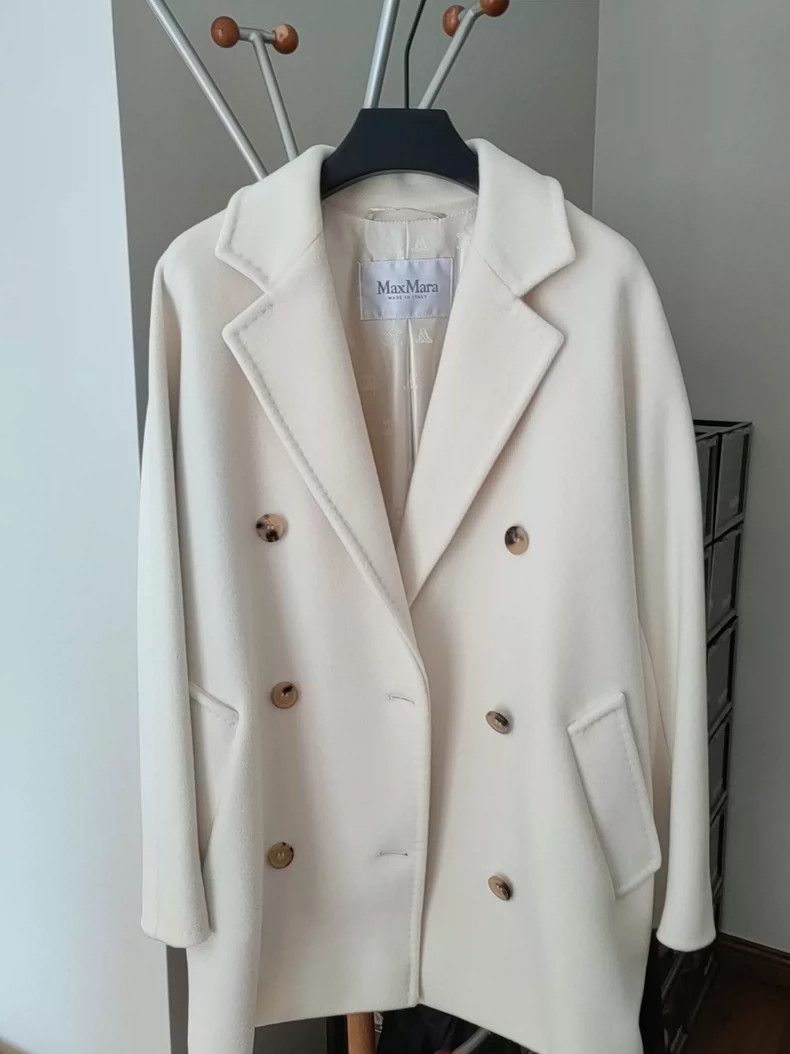 Max Mara Max Mara Milky white double-breasted short coat Size S / US 4 / IT 40 - 1 Thumbnail