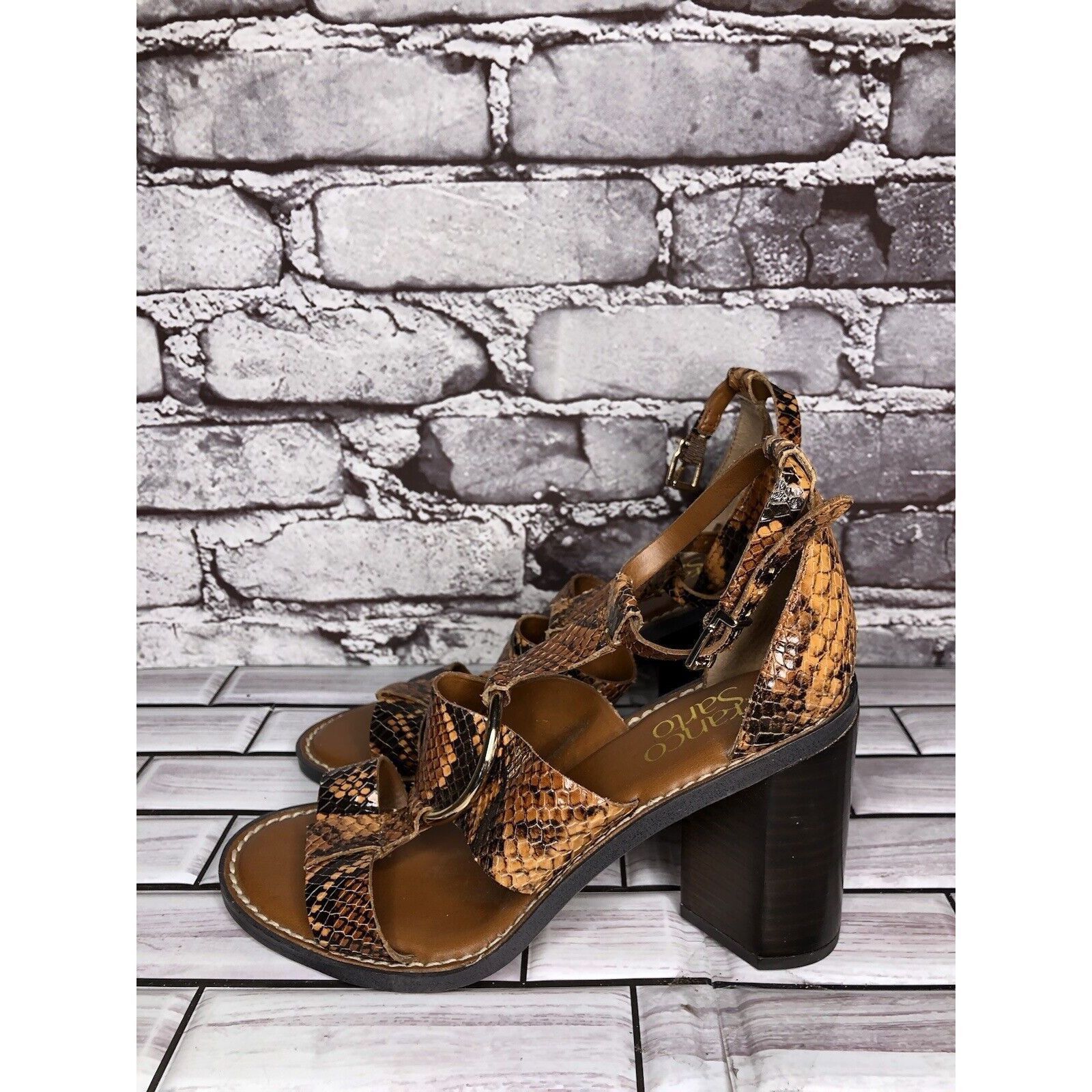 Other Franco Sarto Dandelion Snake Print Ankle Strappy Brown Leath Size US 6 / IT 36 - 11 Thumbnail